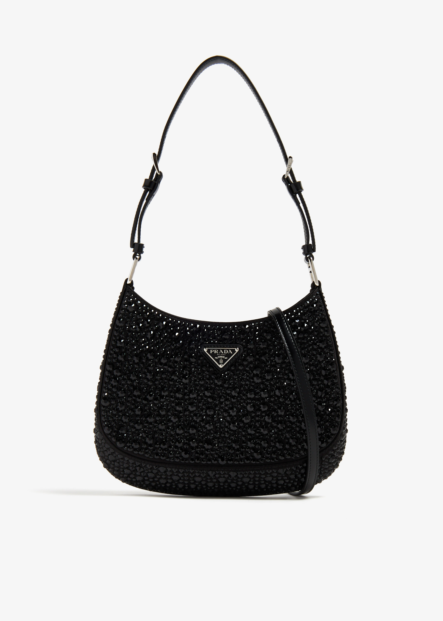 

Cleo satin crystal shoulder bag, Black