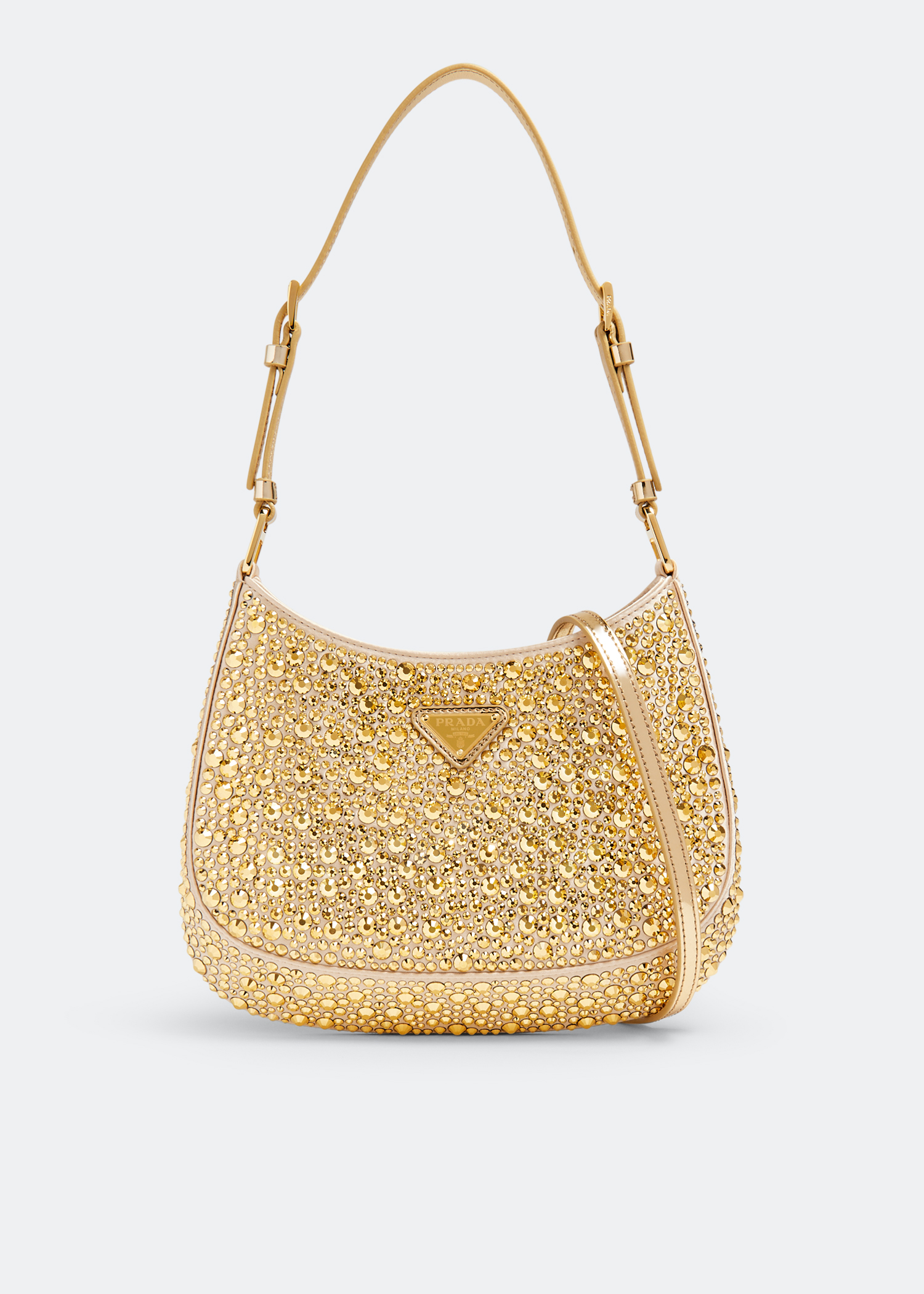 

Cleo satin crystal shoulder bag, Gold