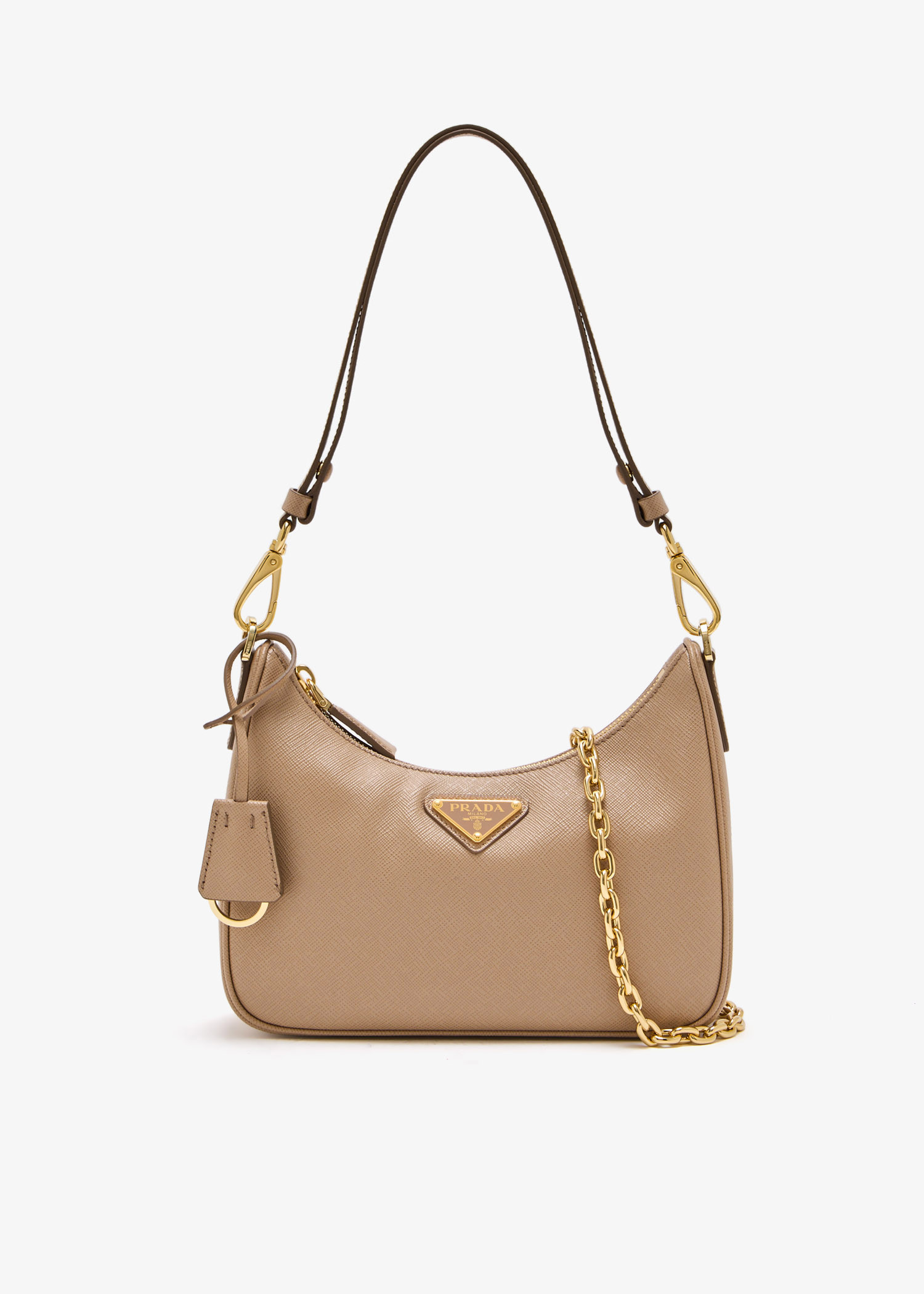 

Prada Re-Edition mini saffiano leather bag, Beige