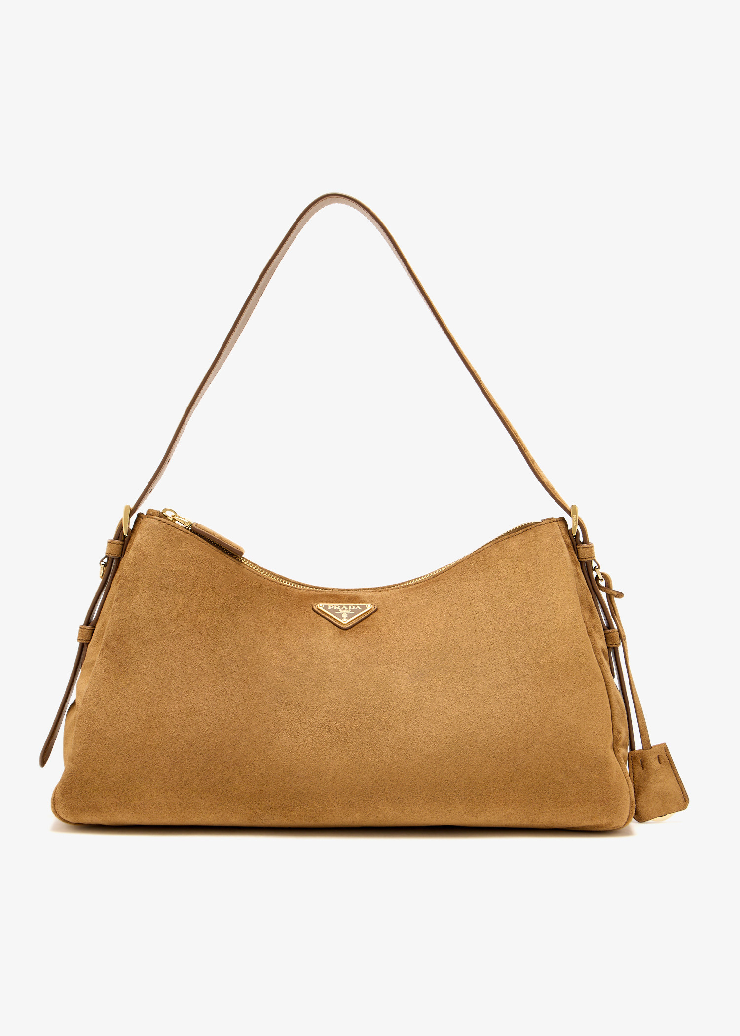 

Prada Aimèe large suede shoulder bag, Brown