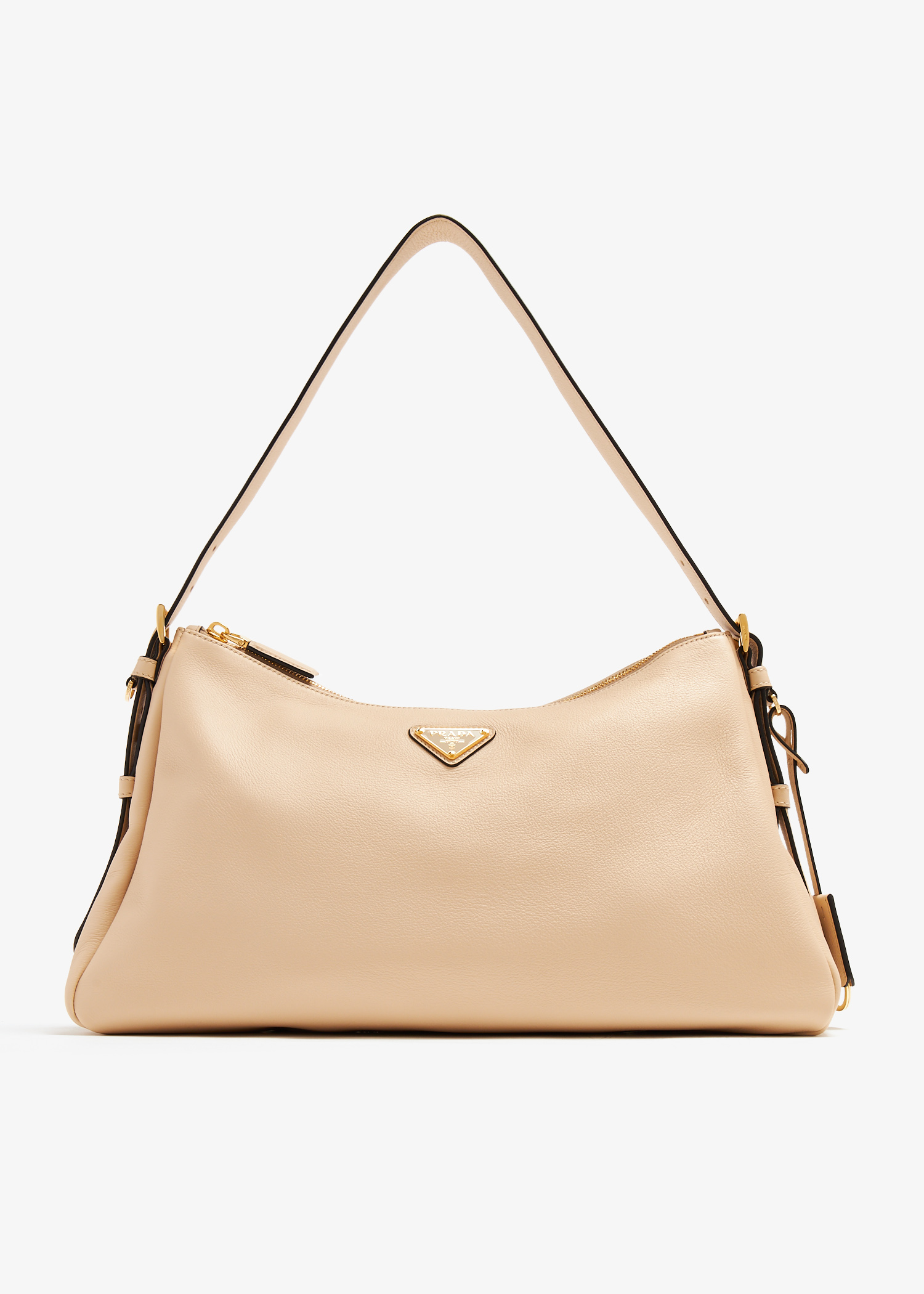 

Prada Aimée large leather shoulder bag, Beige