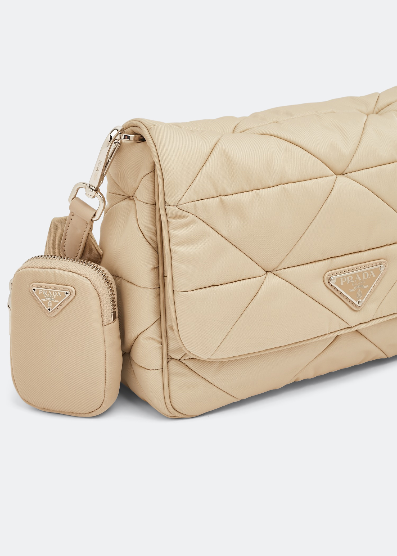

Re-Nylon padded shoulder bag, Beige