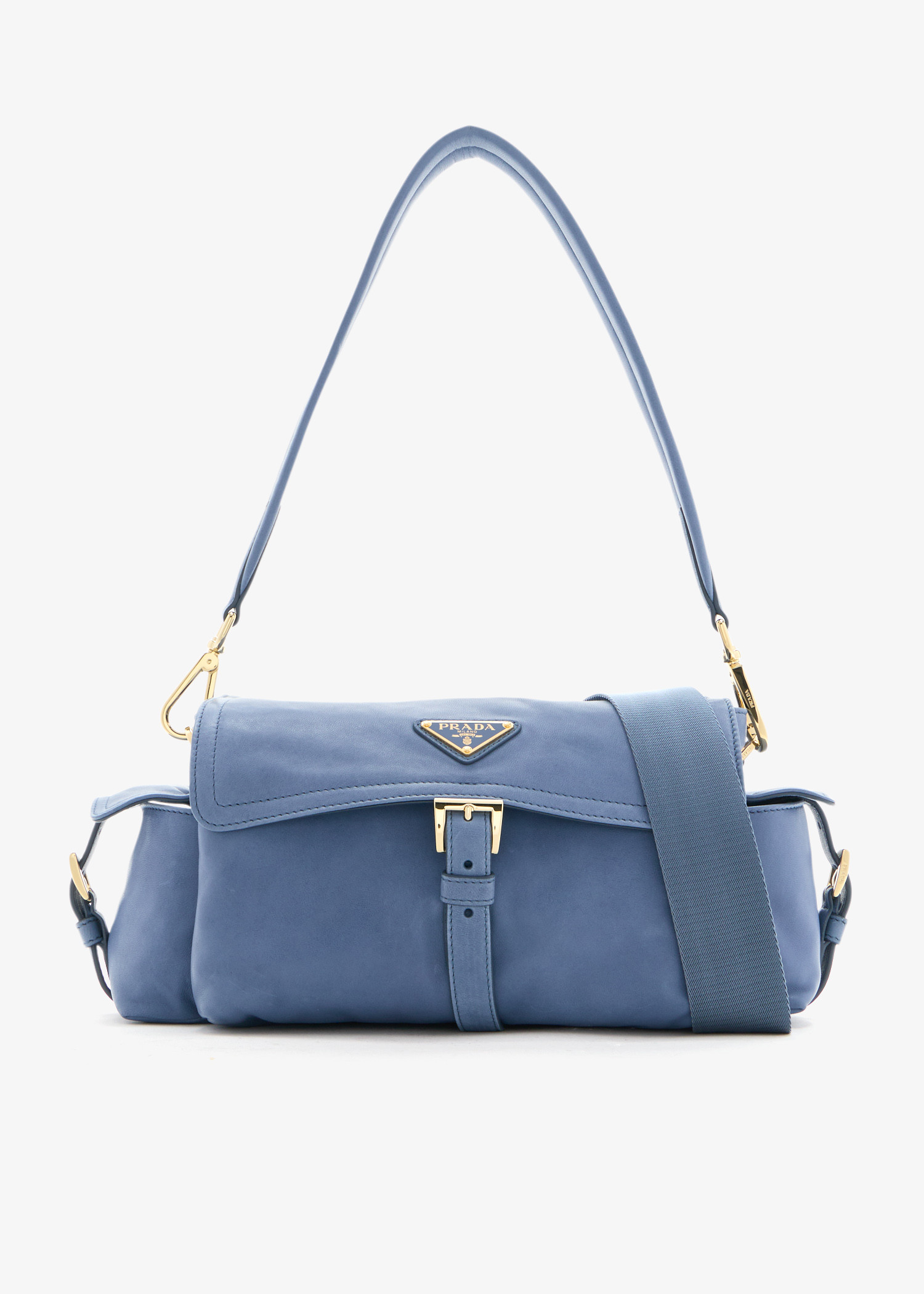 

Prada Explore medium nappa leather shoulder bag, Blue