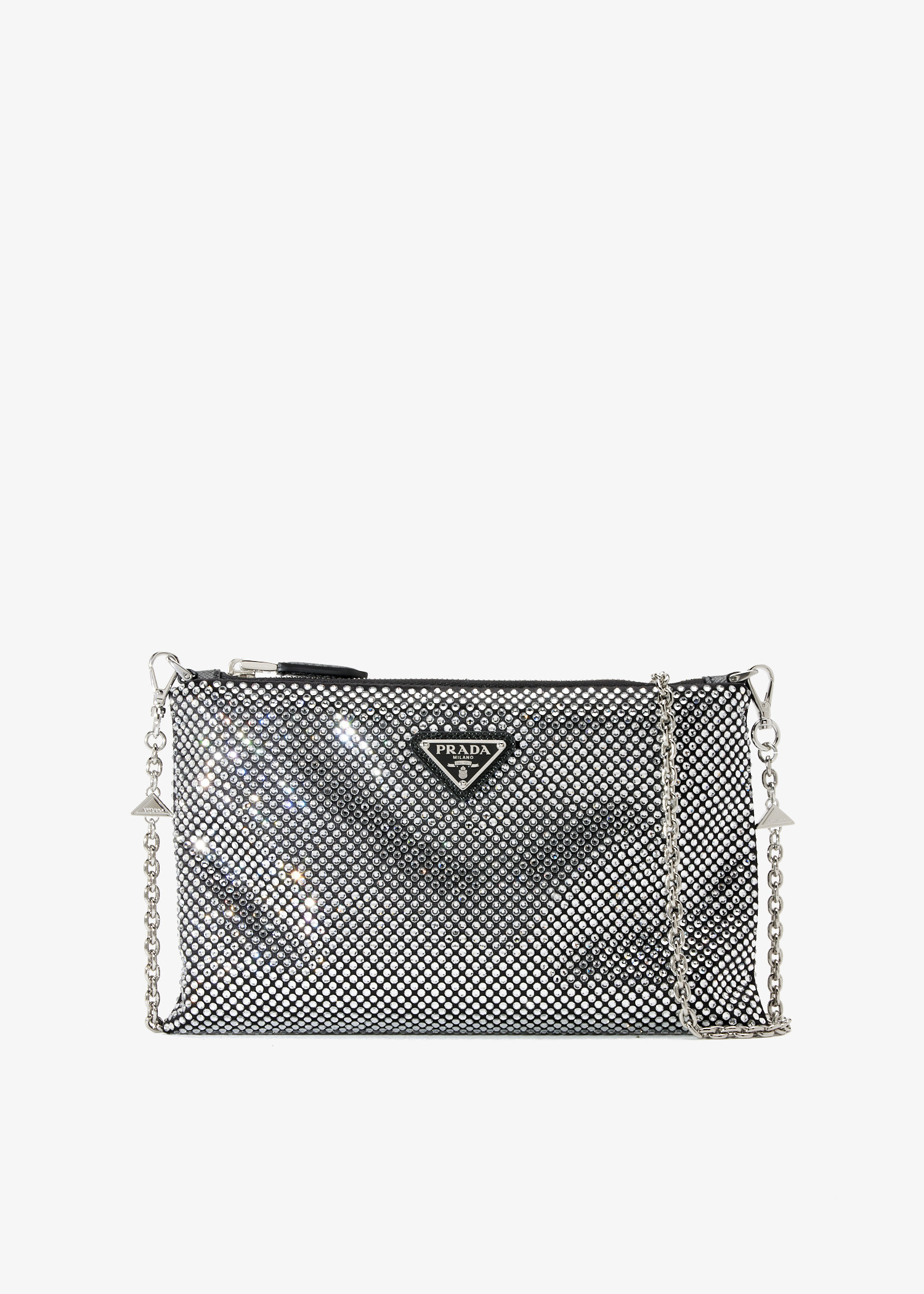 

Mini crystal-studded clutch, Black