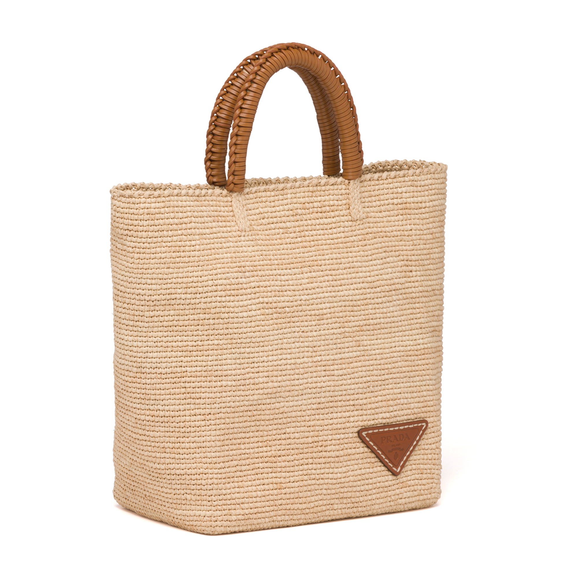 

Raffia top-handle bag, Brown