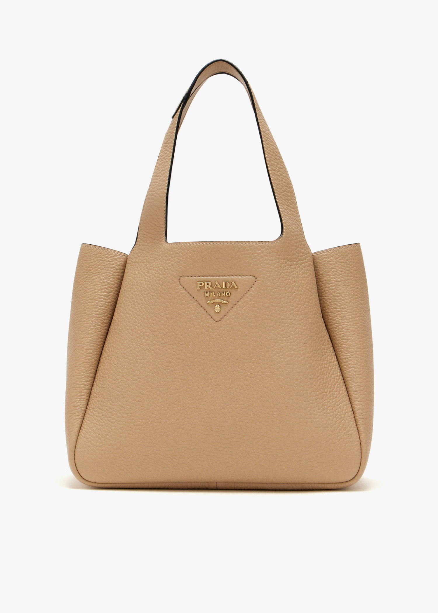 

Small leather tote bag, Beige