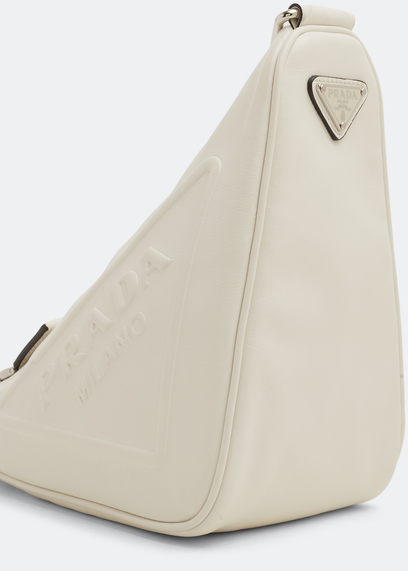 

Triangle leather shoulder bag, White