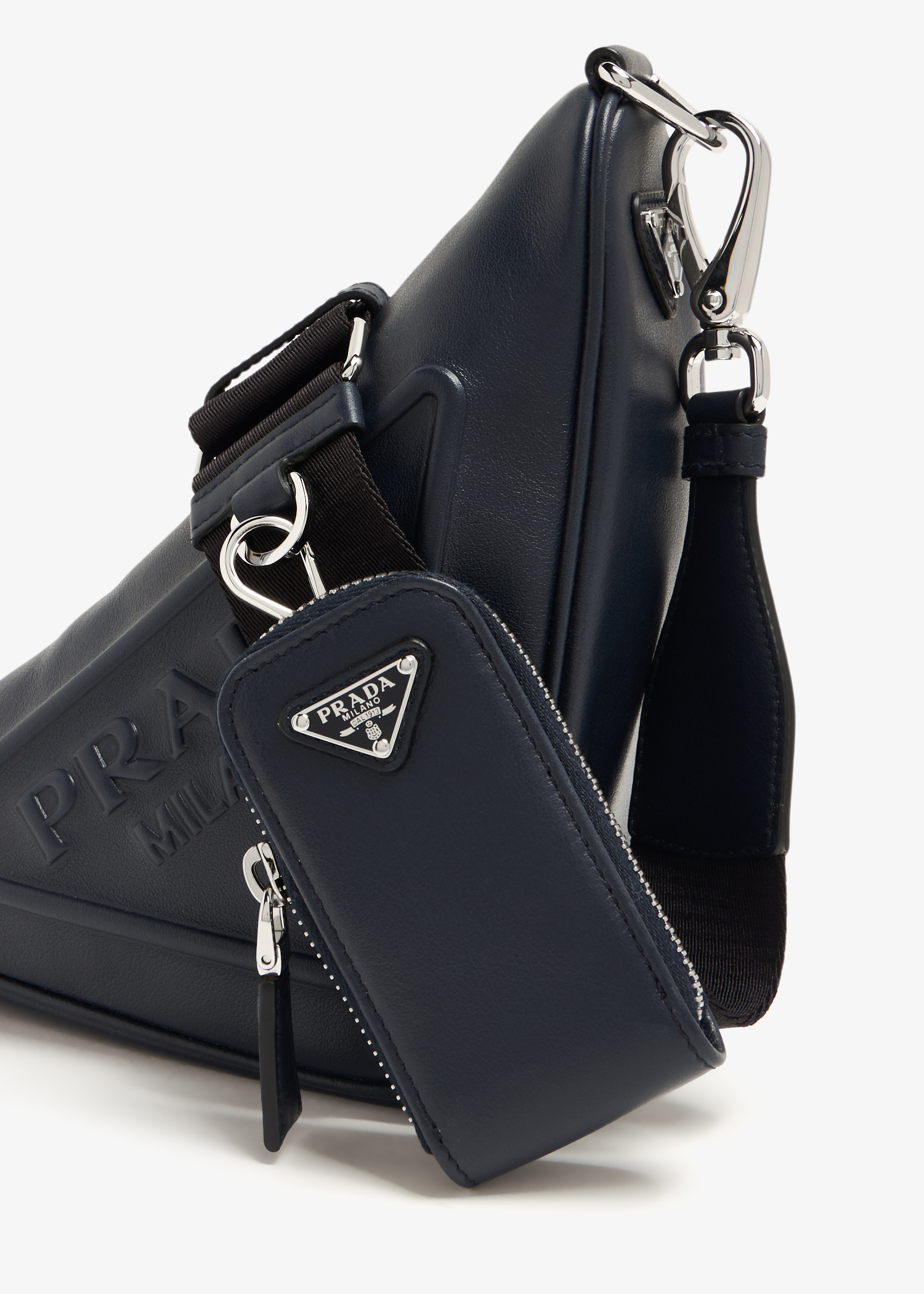 

Triangle leather shoulder bag, Blue