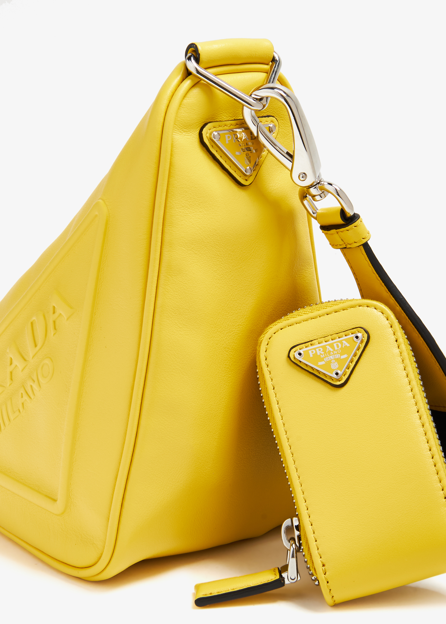 

Triangle leather shoulder bag, Yellow