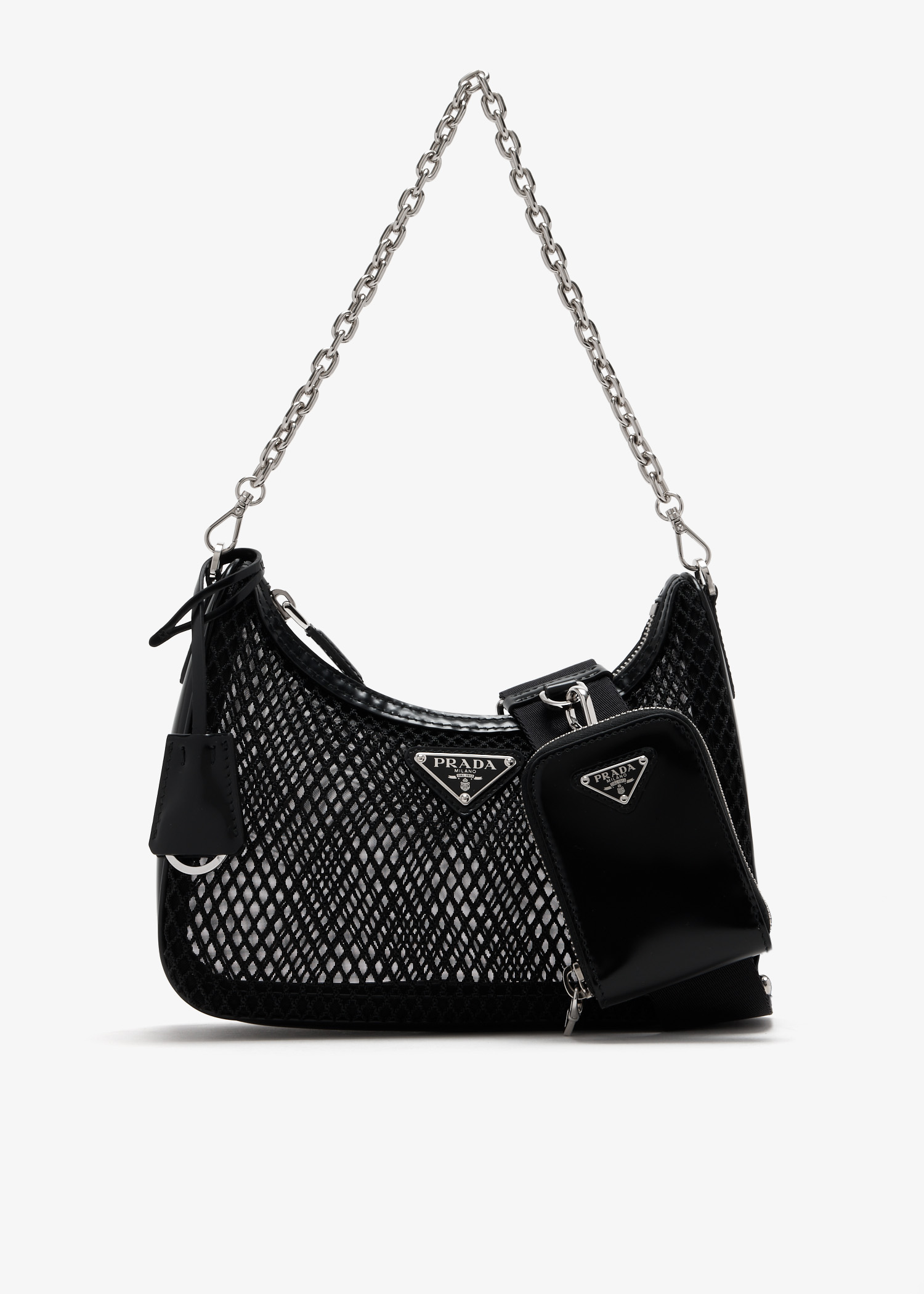 

Prada Re-Edition 2005 mesh and brushed leather bag, Black