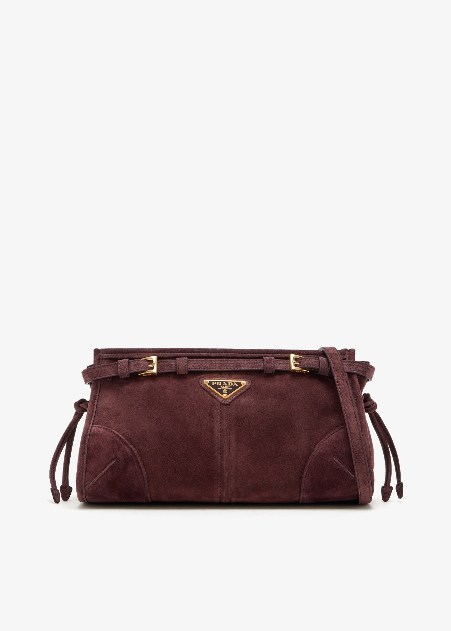 

Prada Bonnie small suede shoulder bag, Burgundy