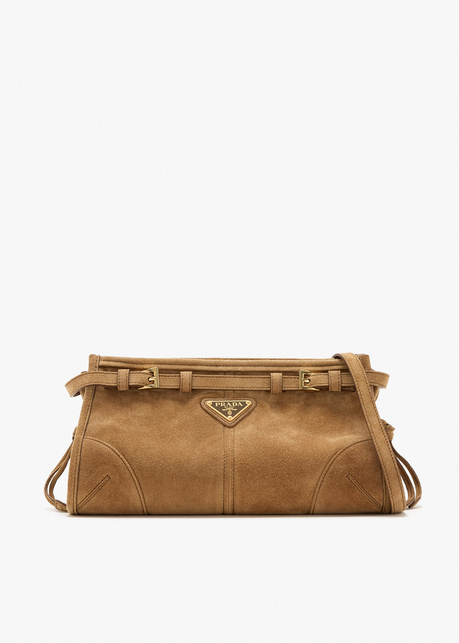 

Prada Bonnie small suede shoulder bag, Brown