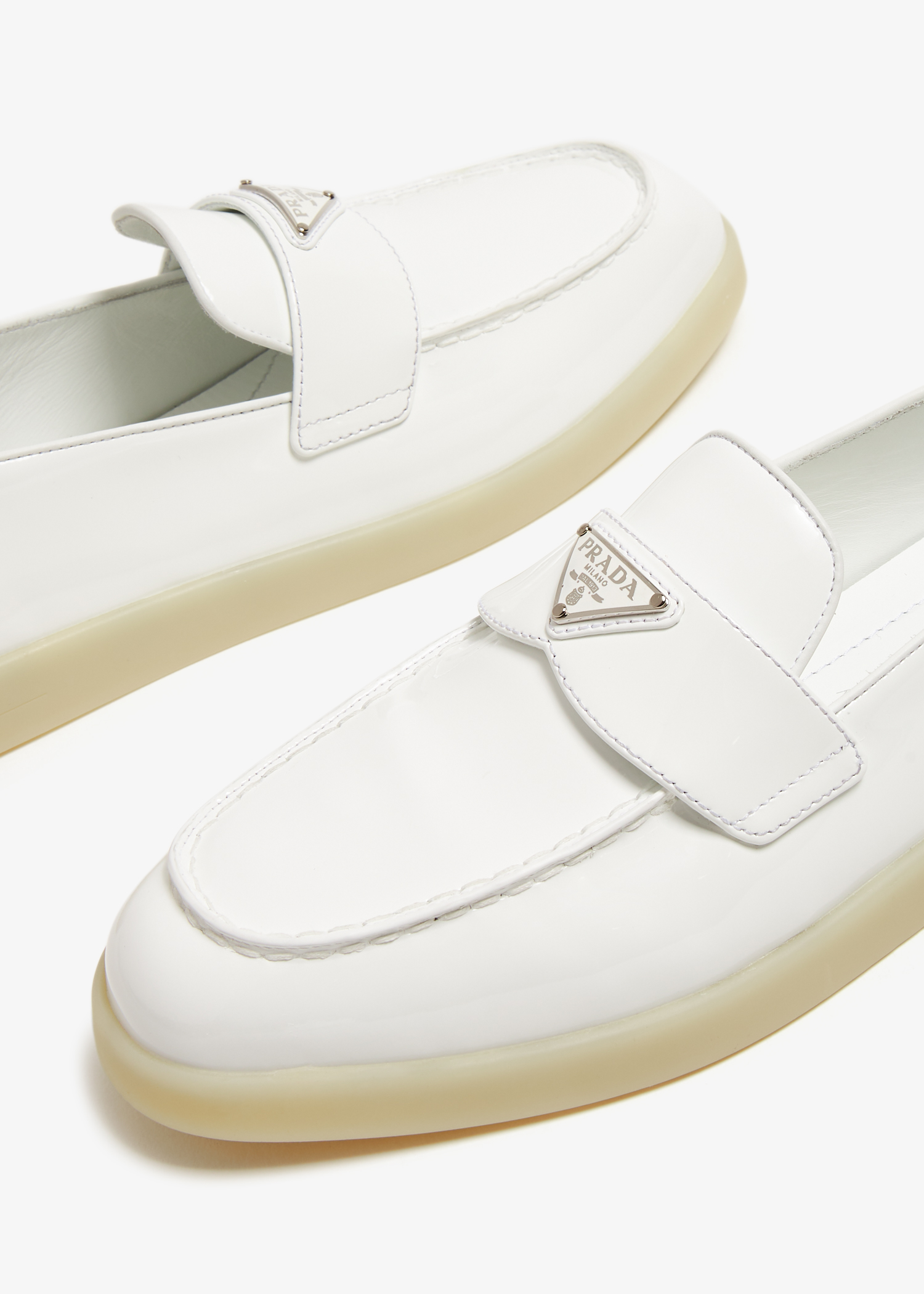 

Patent leather loafers, White