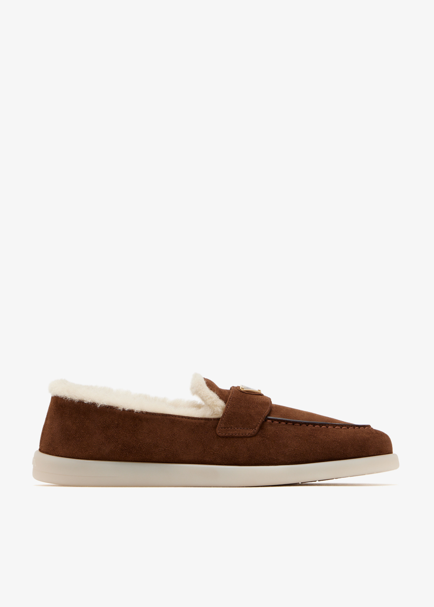 

Suede and shearling loafers, Brown