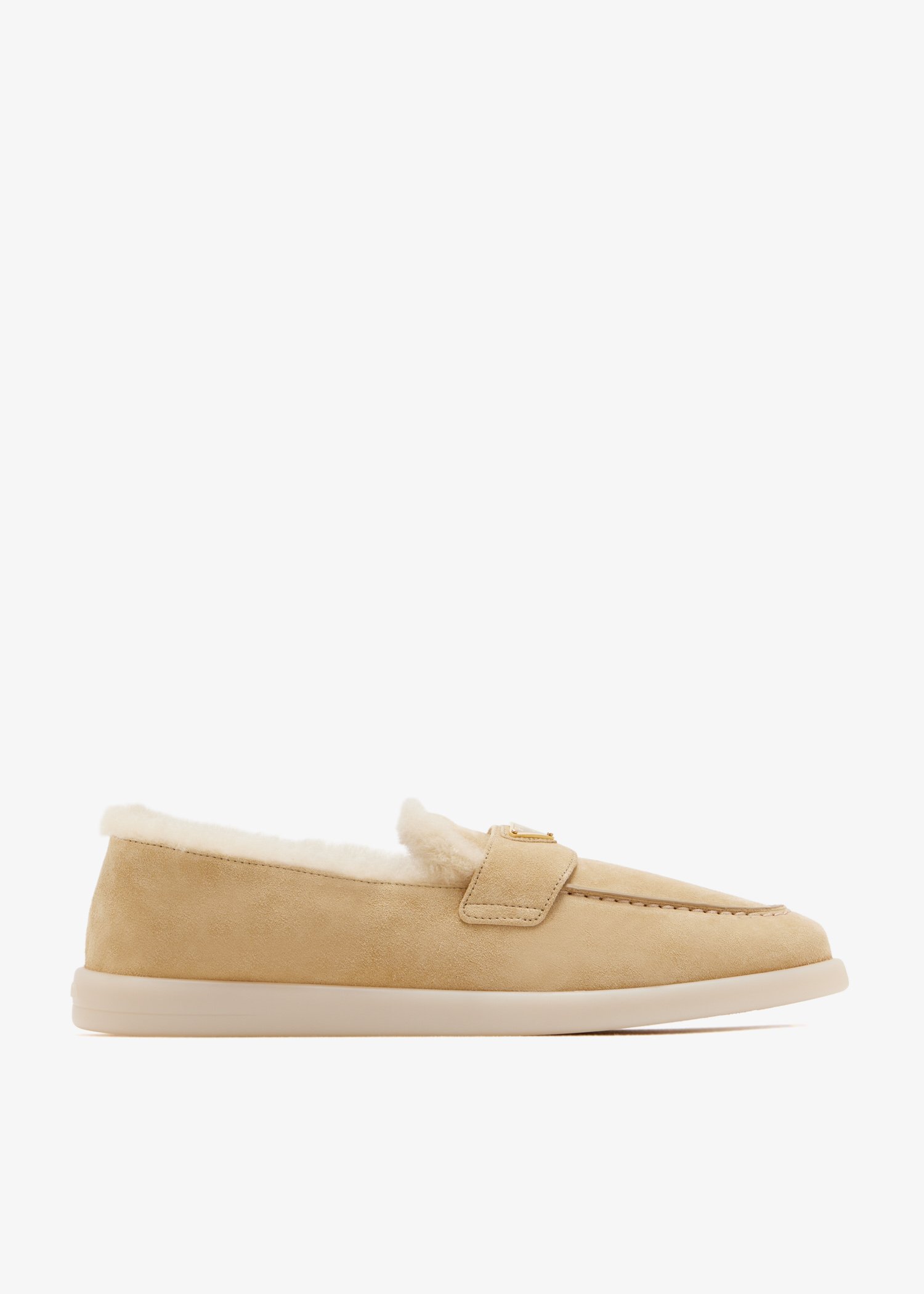 

Suede and shearling loafers, Beige