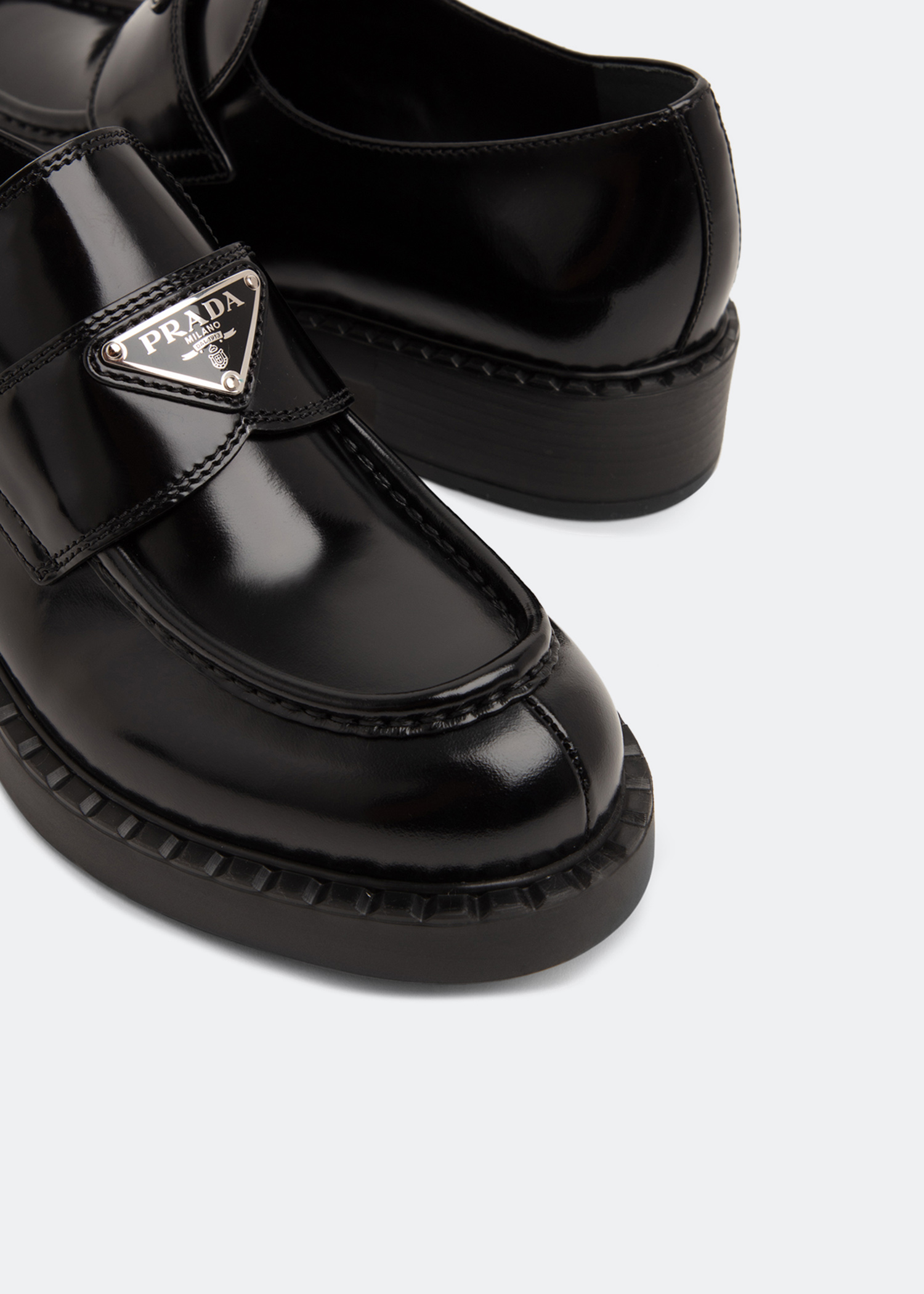 Prada Brushed leather loafers for Women Black in UAE Level Shoes