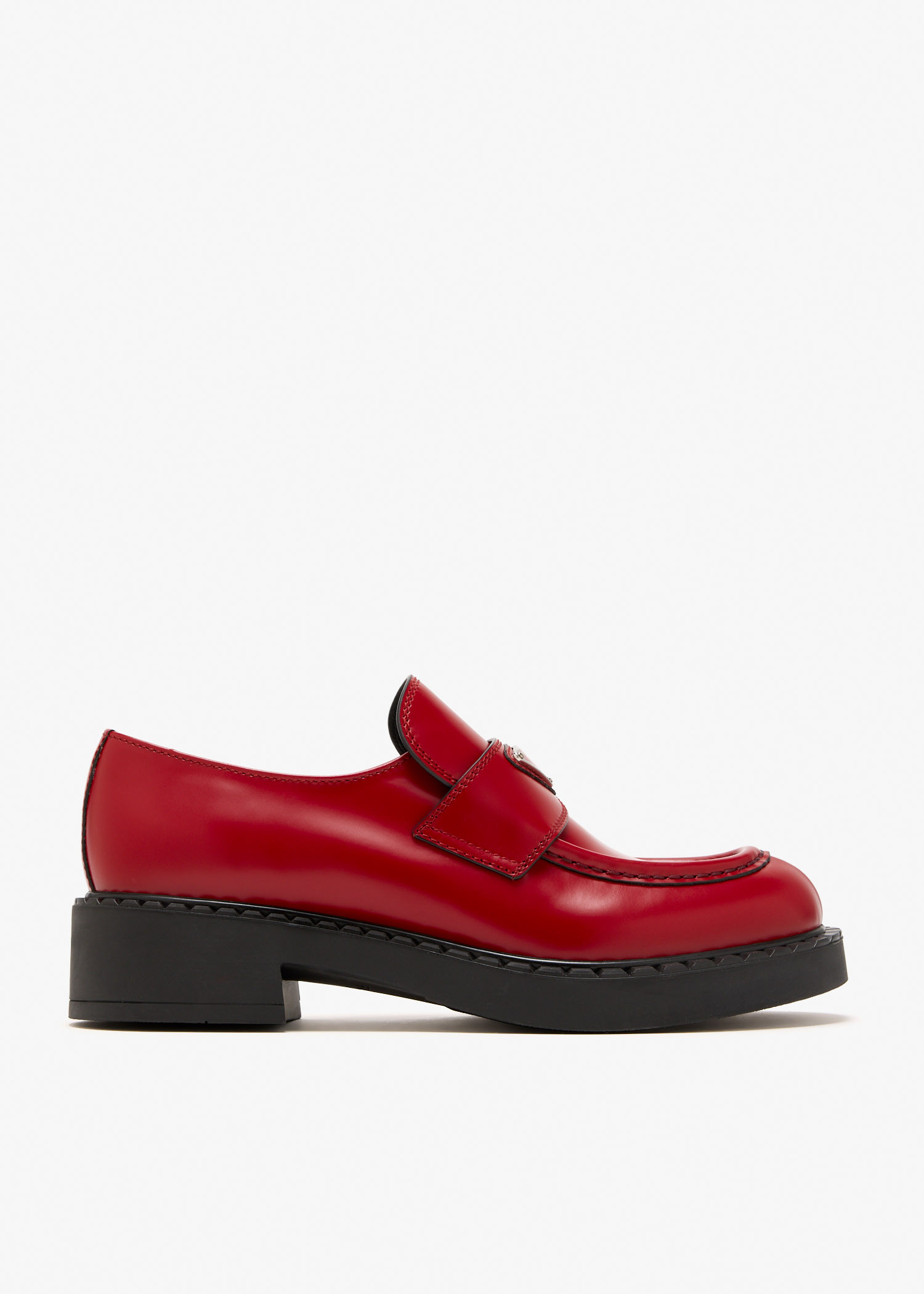 

Chocolate brushed leather loafers, Red