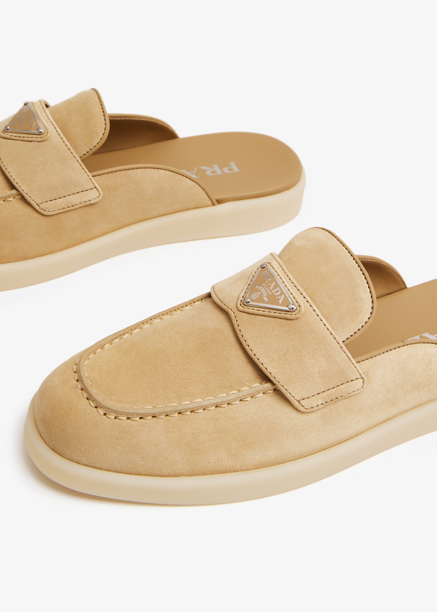 

Suede leather sabots, Beige