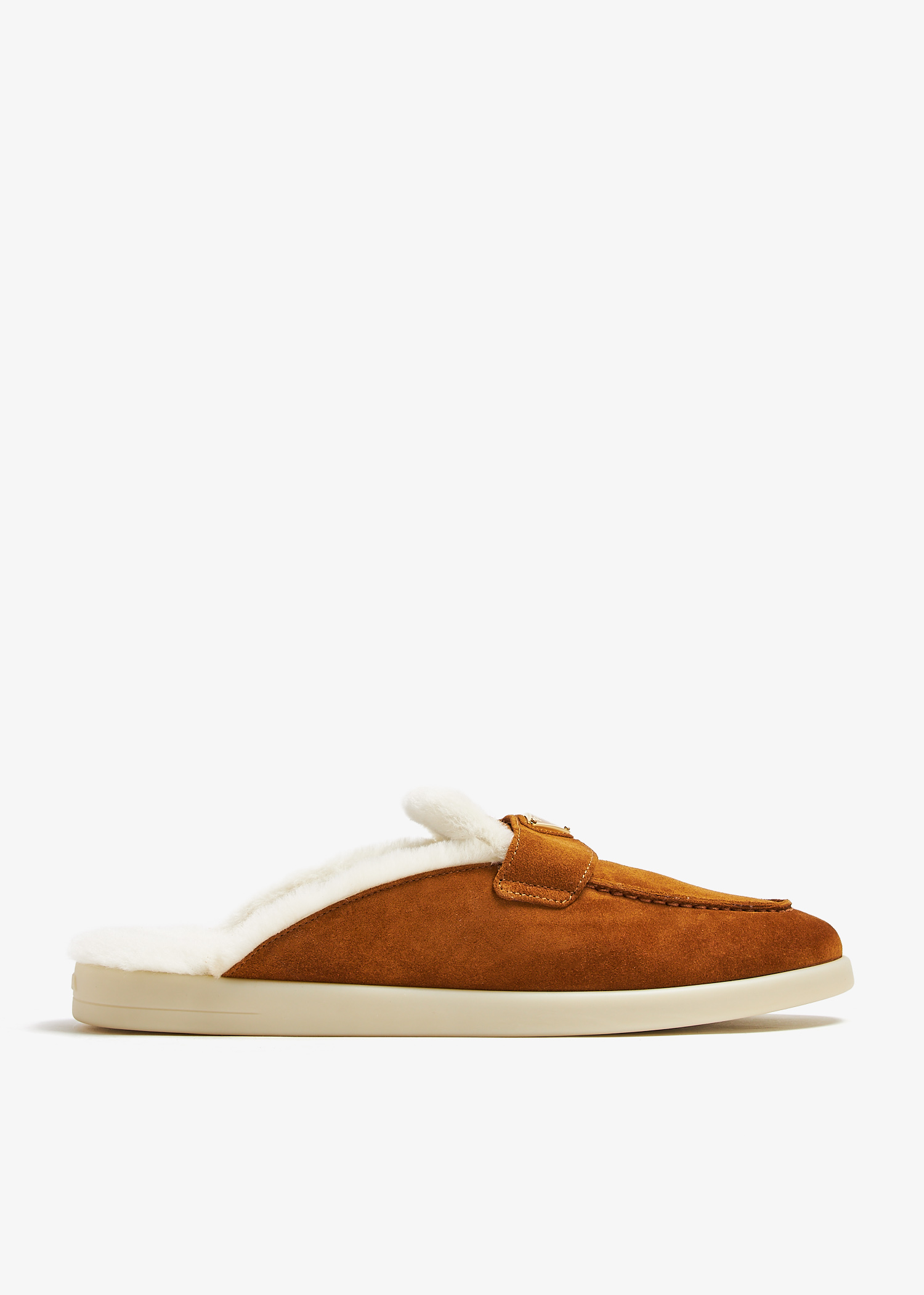 

Suede and shearling mules, Brown
