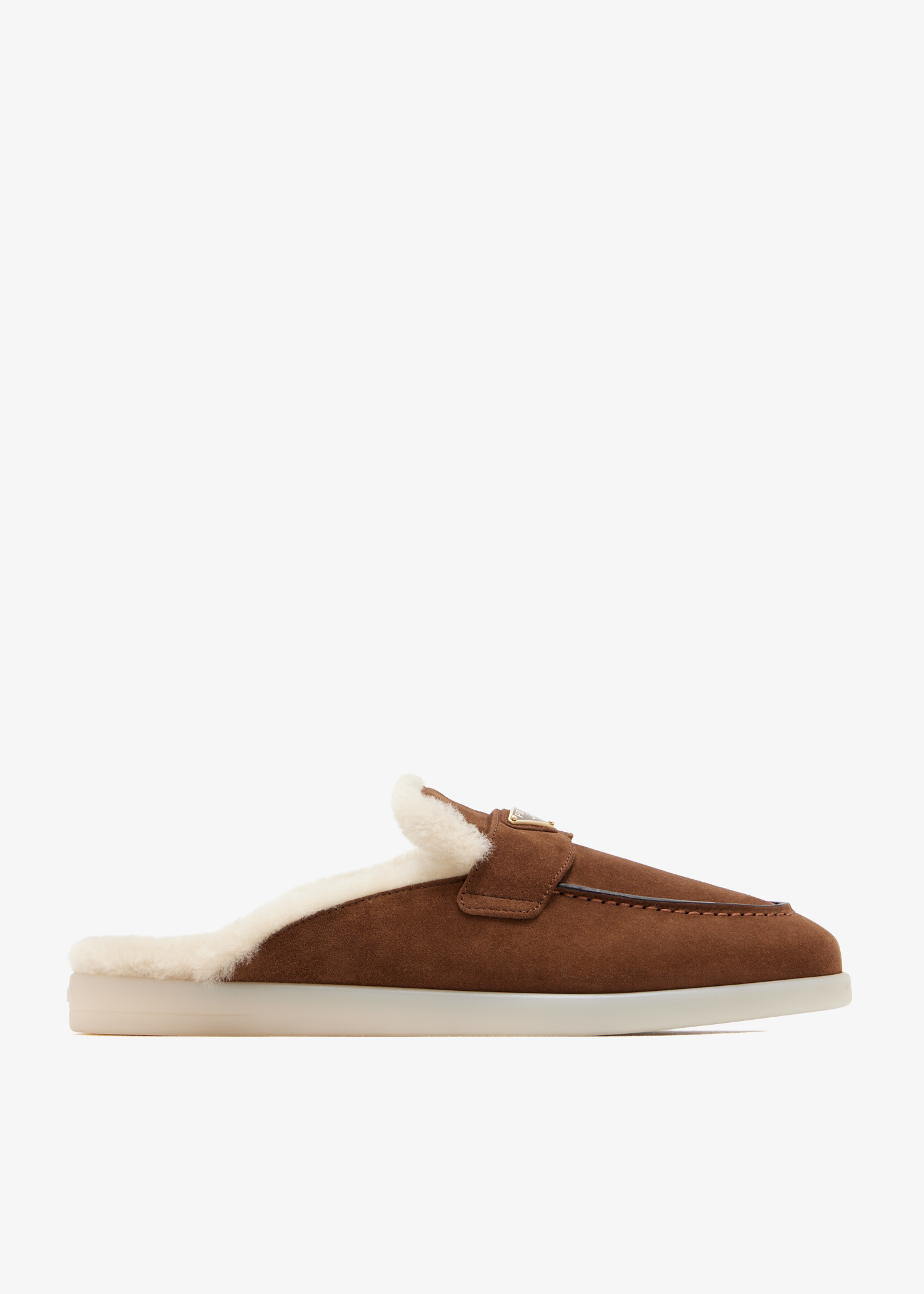 

Suede and shearling mules, Brown