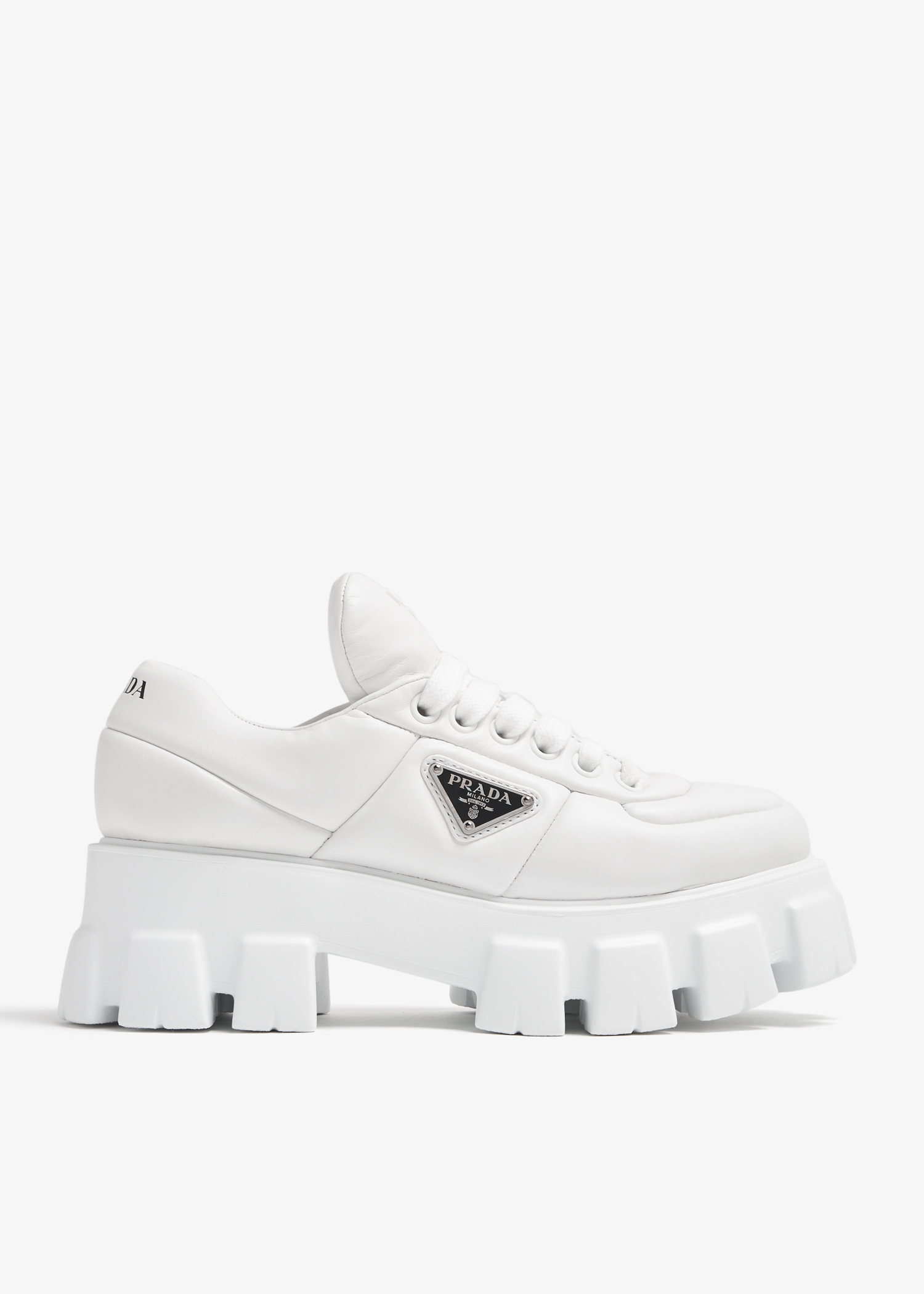 

Monolith padded leather lace-up shoes, White