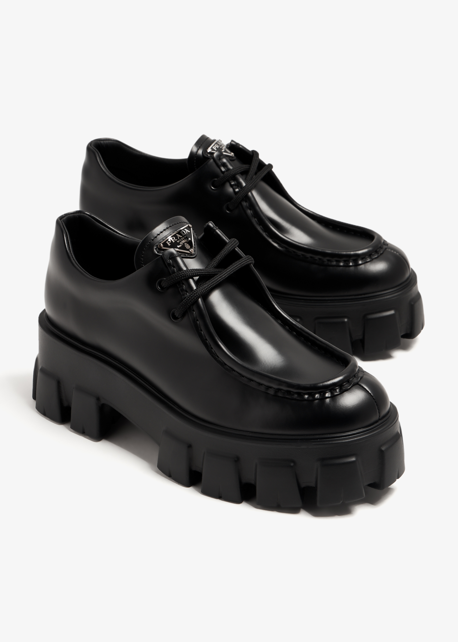 Prada Monolith brushed leather lace-up shoes for Women