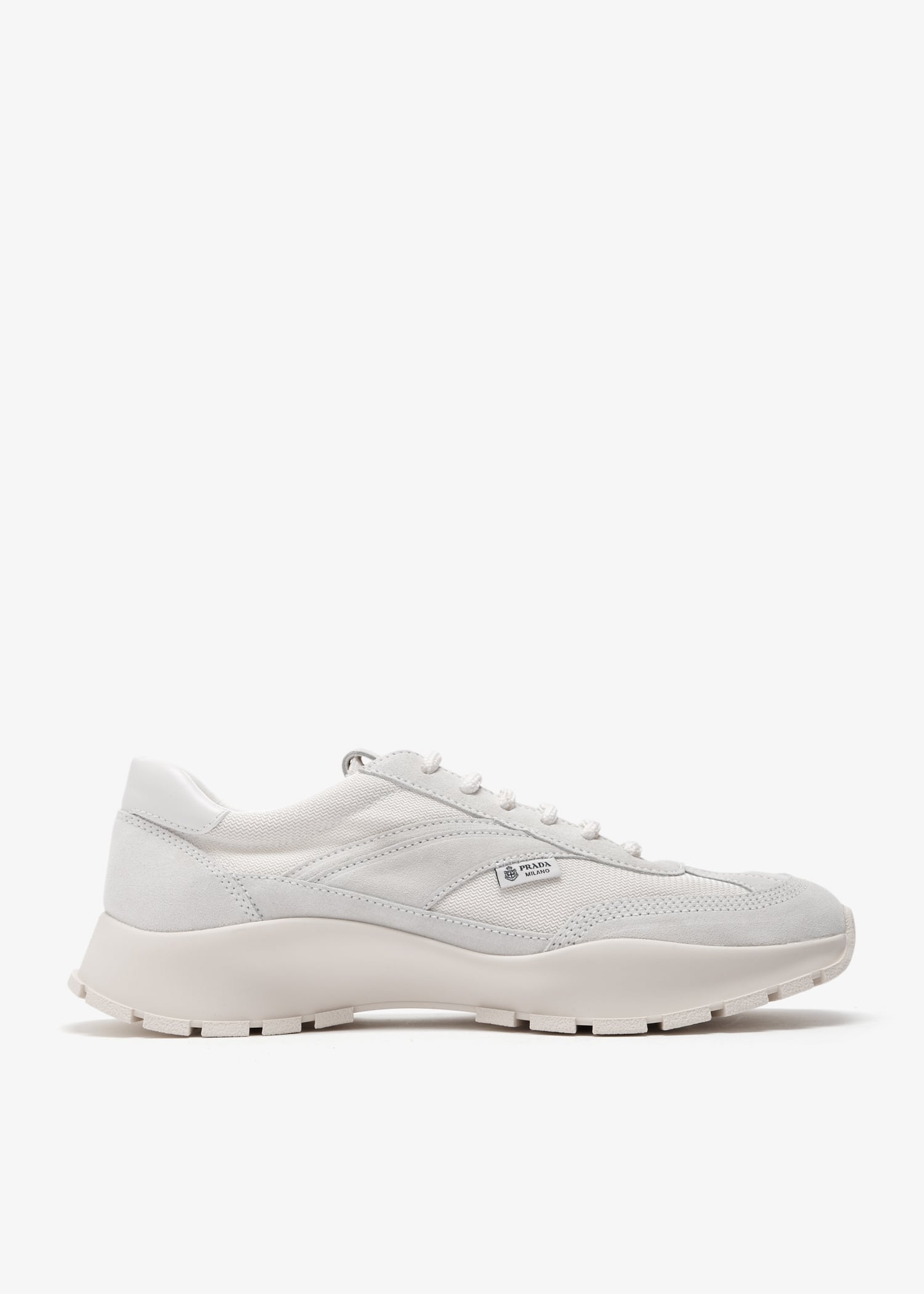 

Mesh fabric and suede sneakers, White