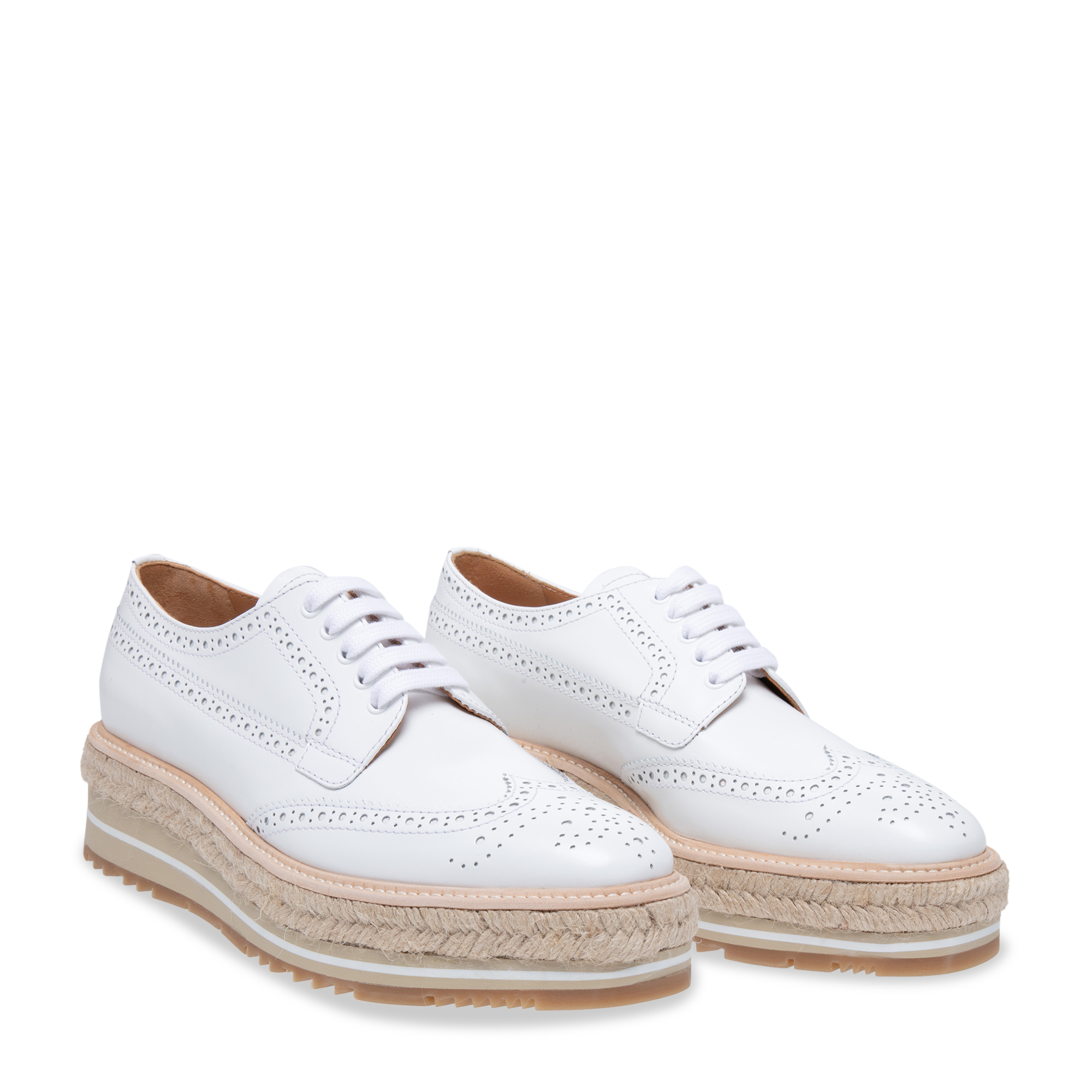 

Leather platform lace-up brogues, White