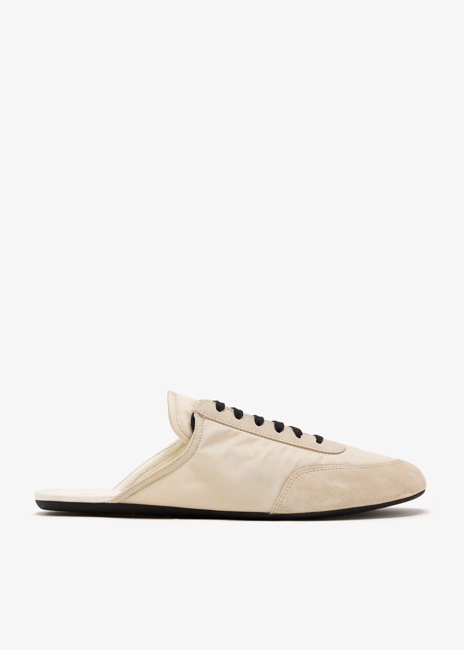 

Collapse Re-Nylon and suede mules, White