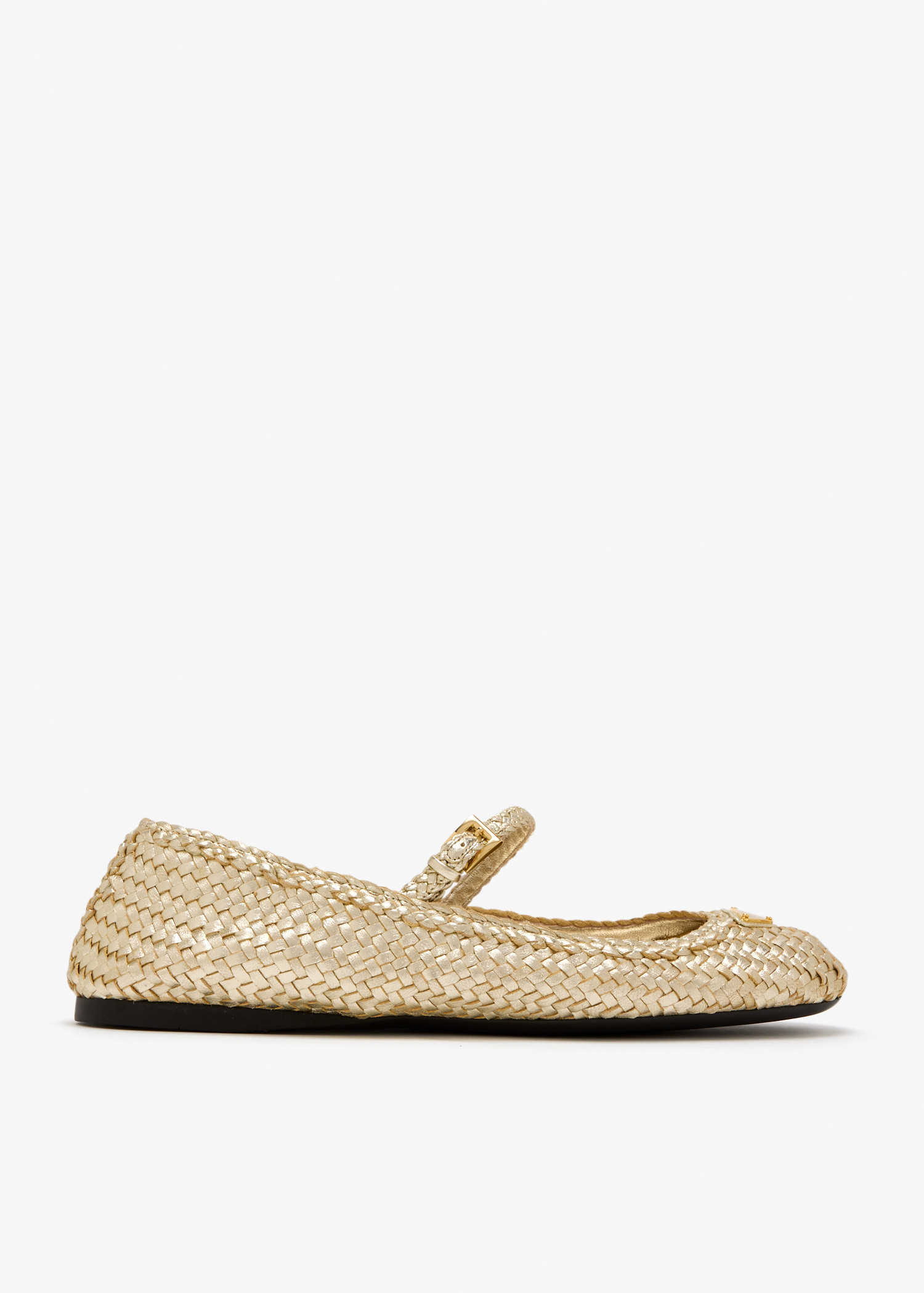 

Woven leather ballerinas, Gold