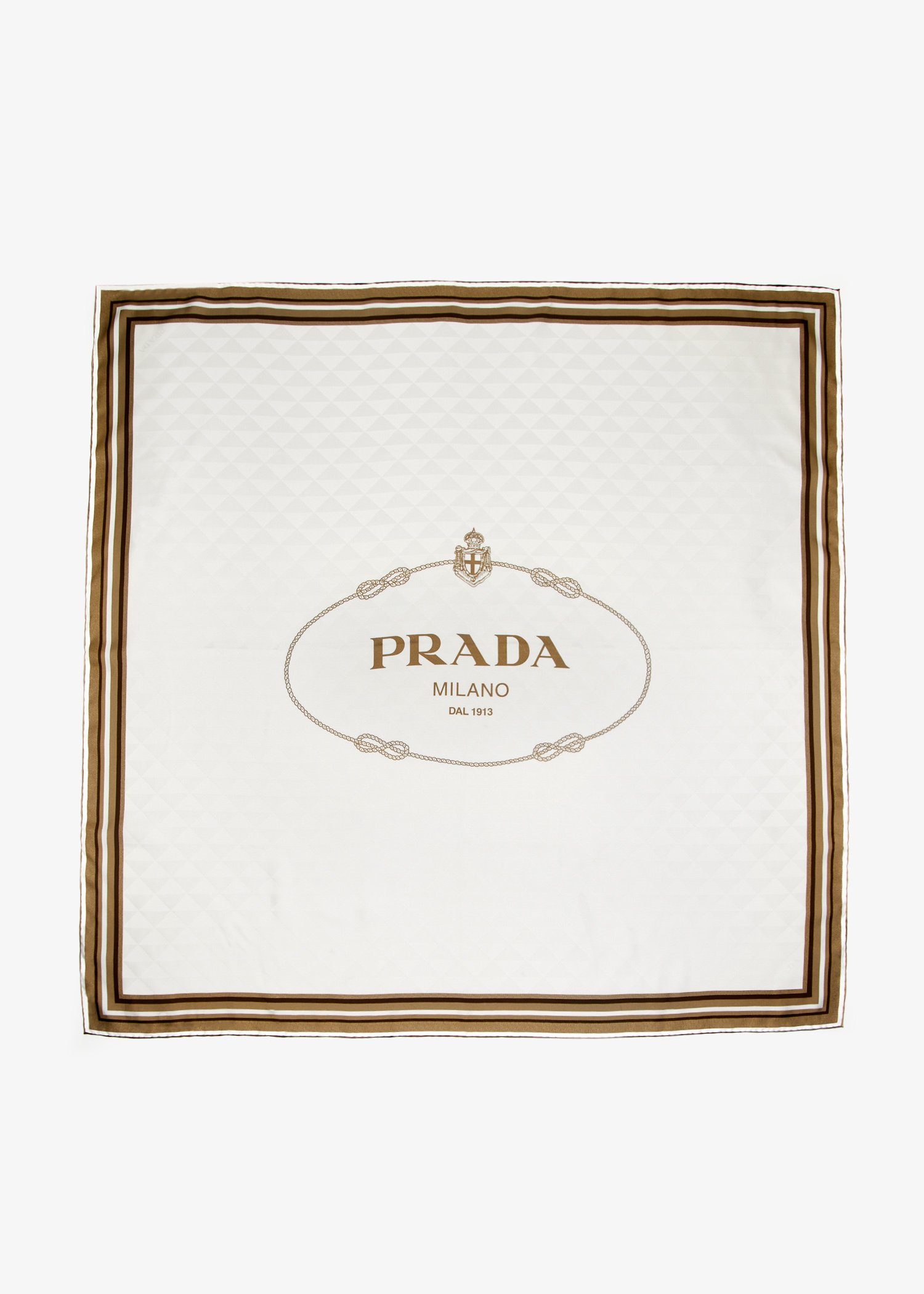 

Printed silk twill scarf, Cream