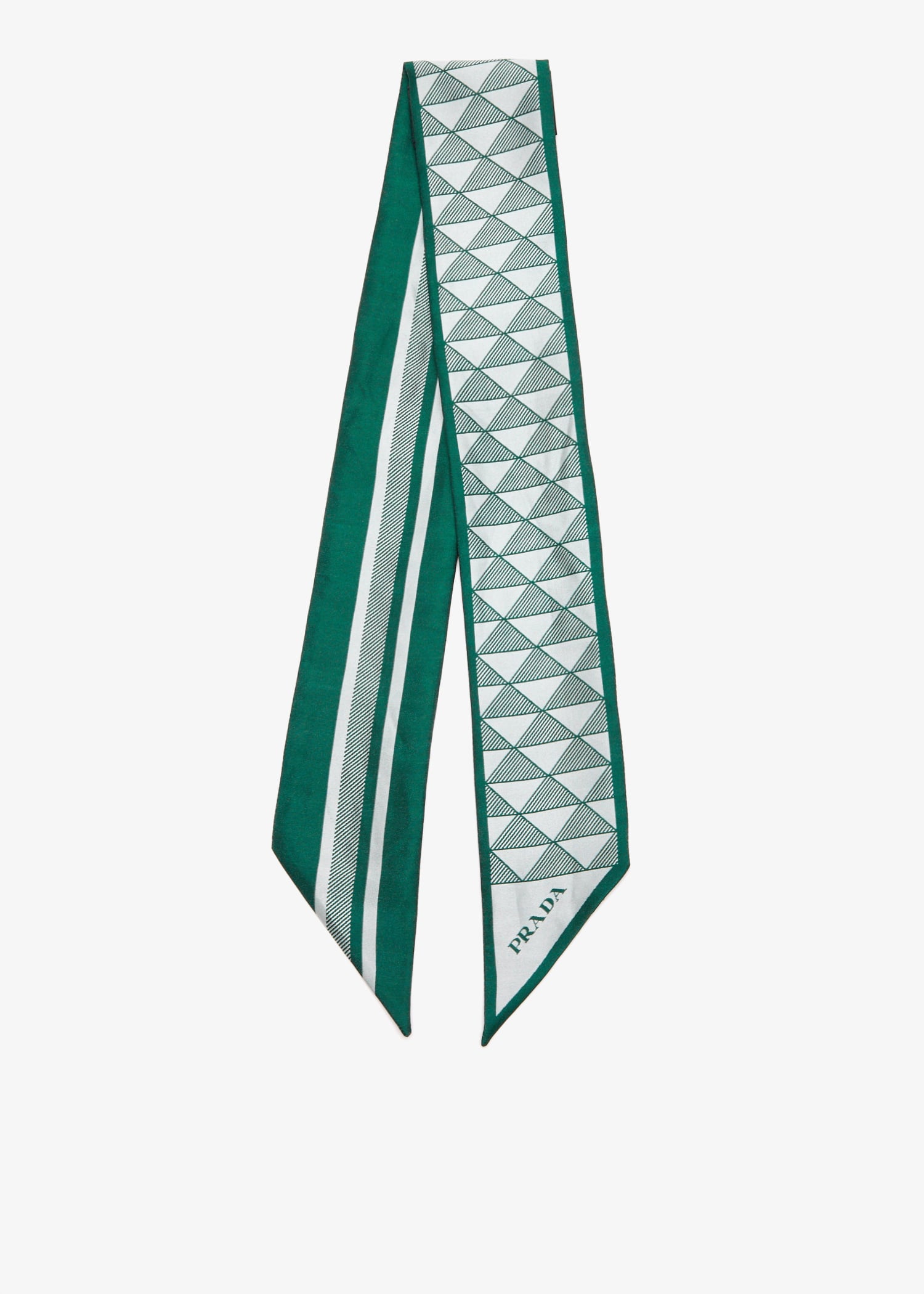 

Printed silk skinny scarf, Green
