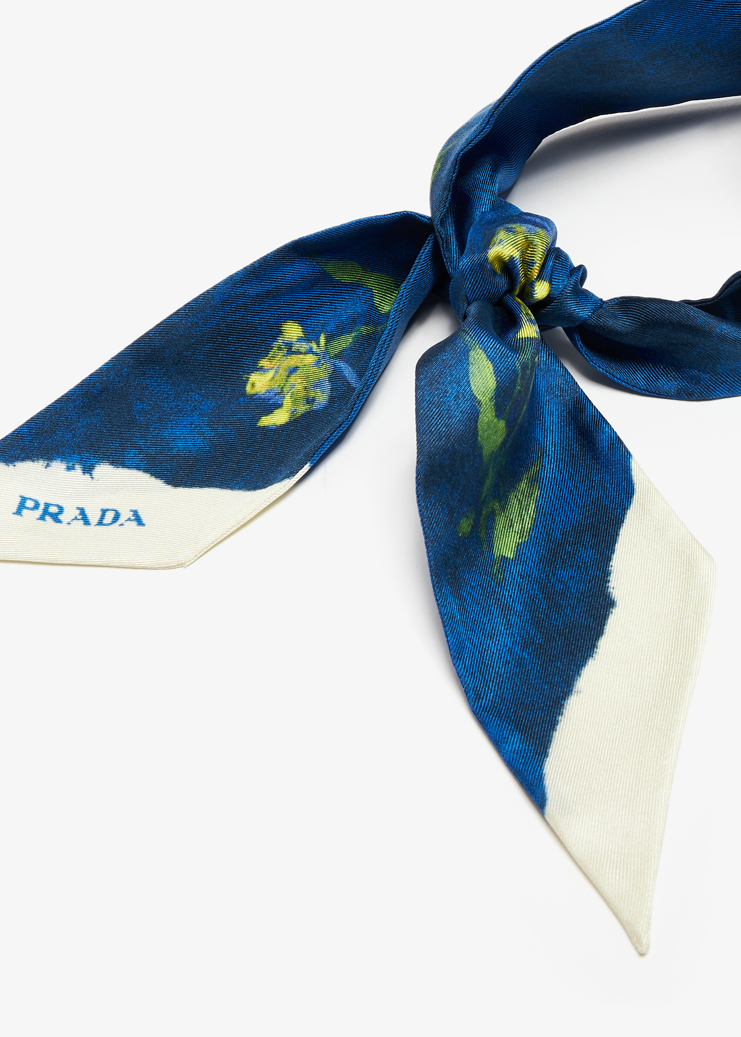 

Printed silk twill scarf, Blue
