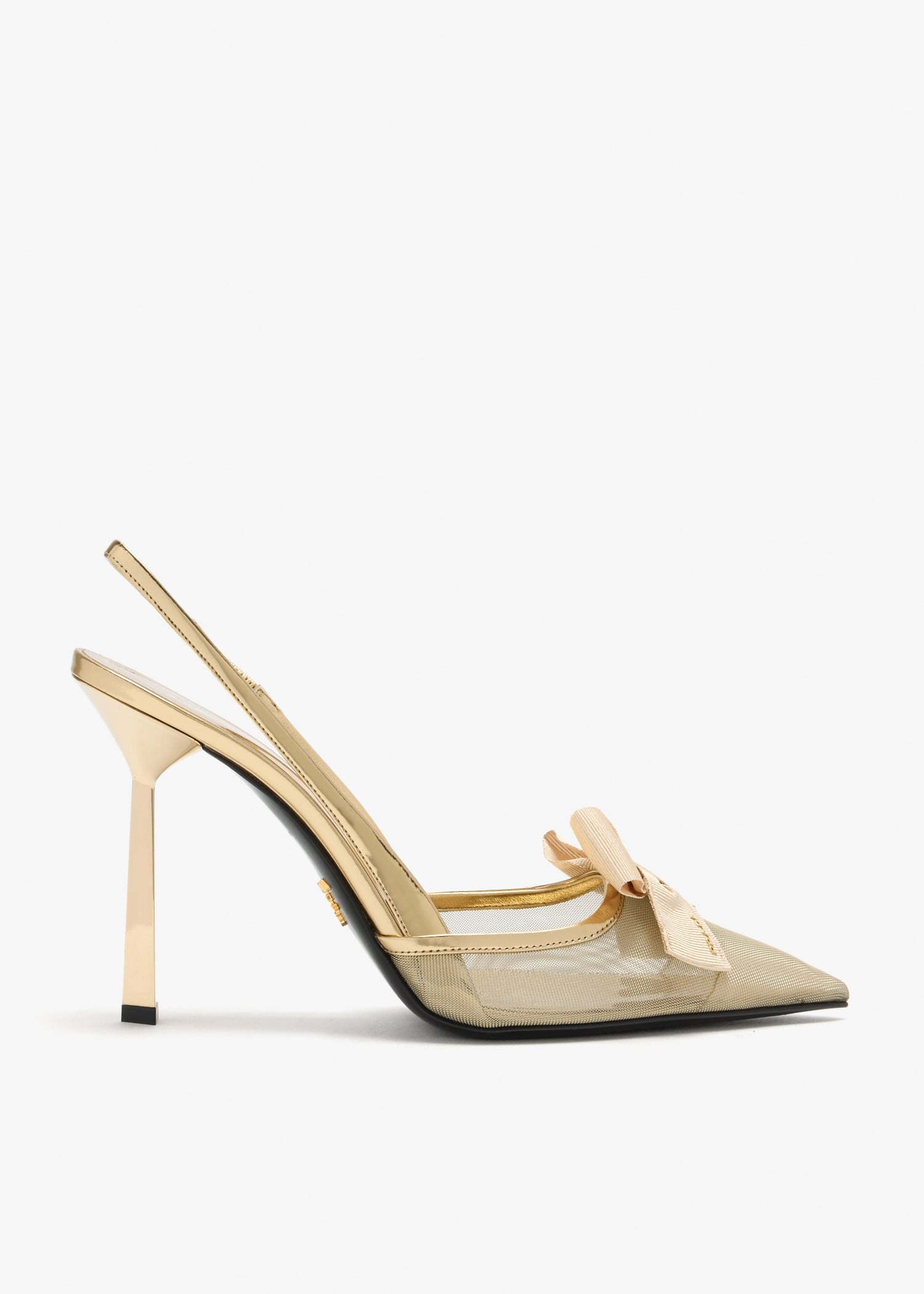 

Mesh fabric slingback pumps, Gold