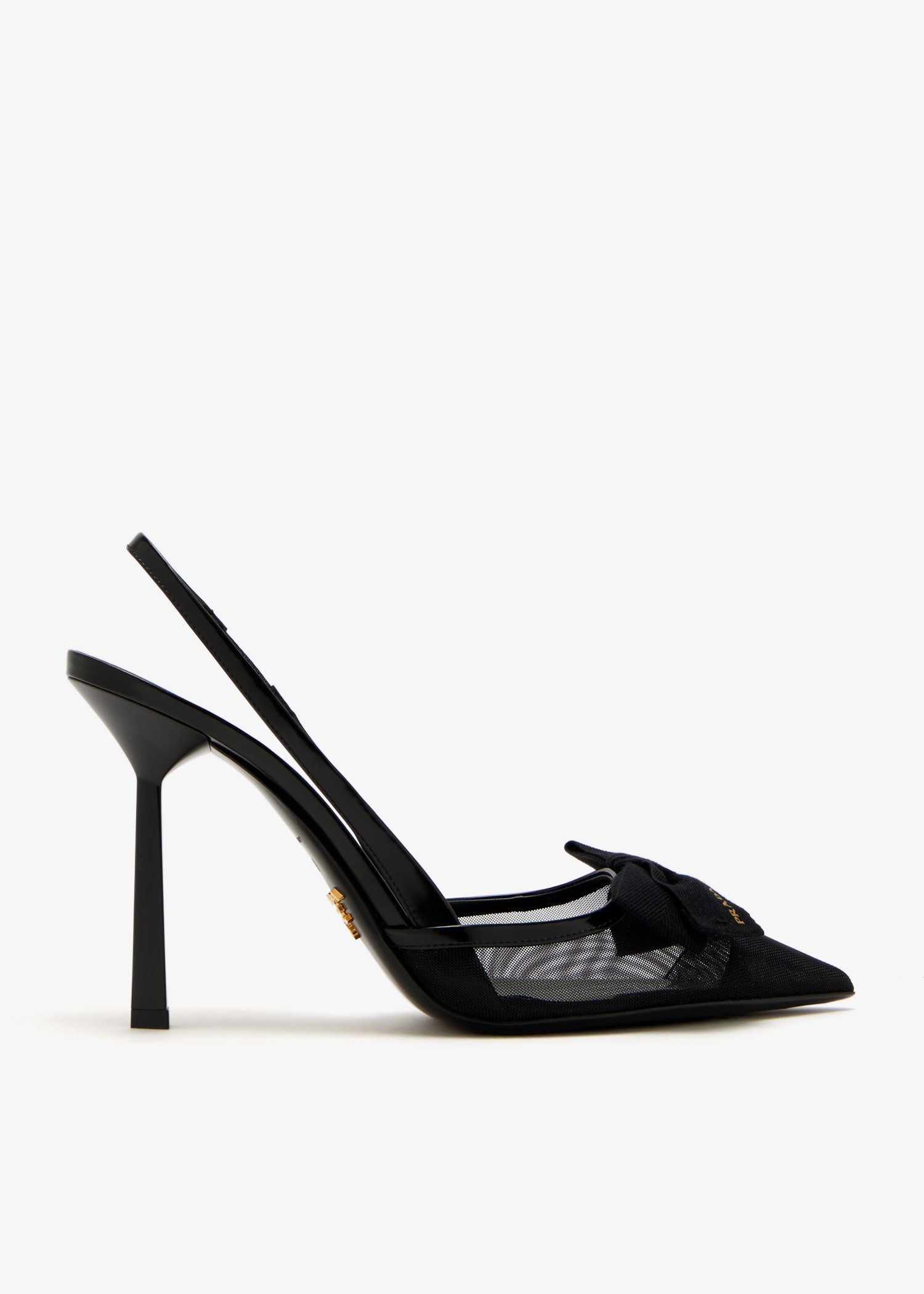 

Mesh fabric slingback pumps, Black
