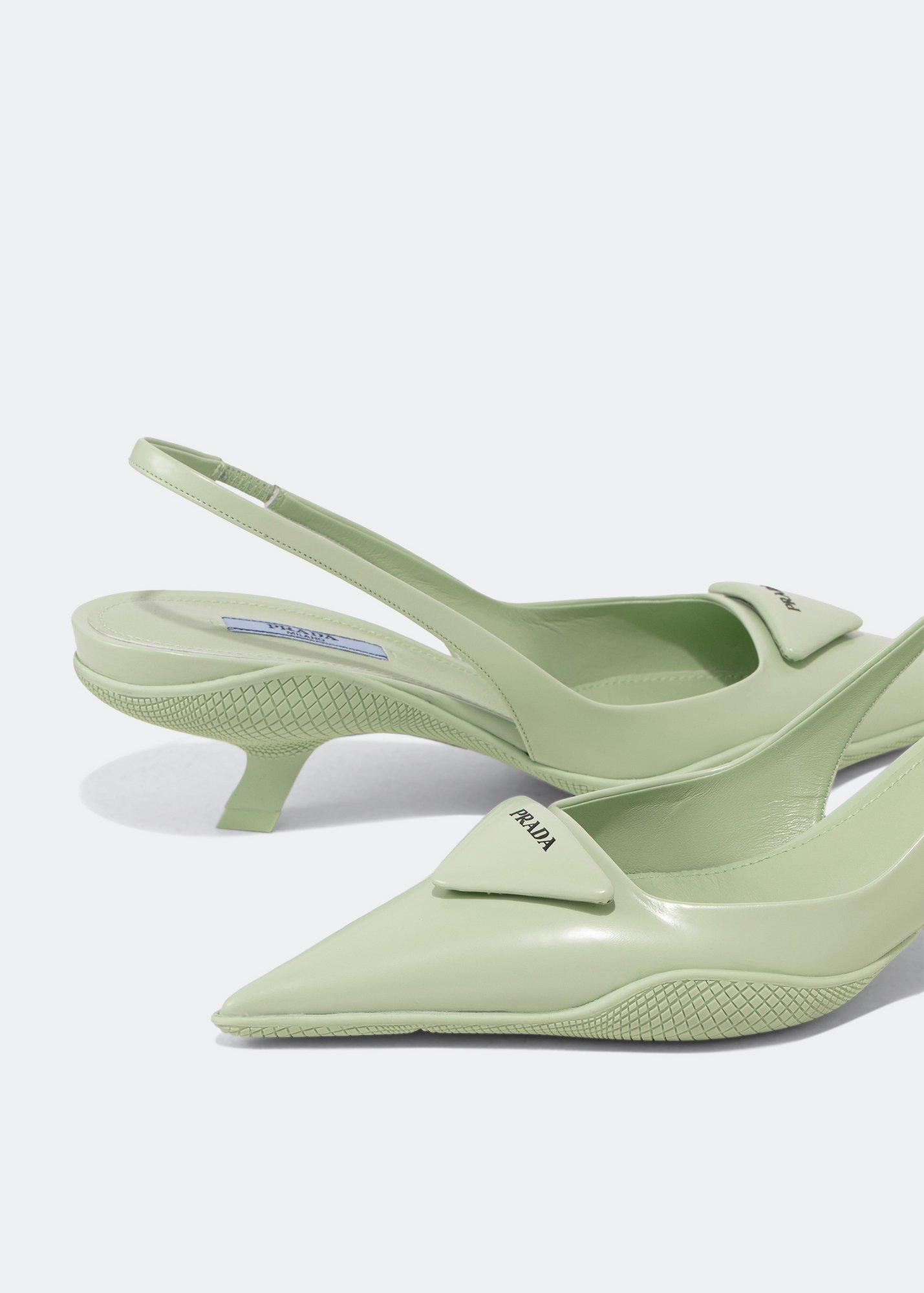 

Brushed leather slingback pumps, Green