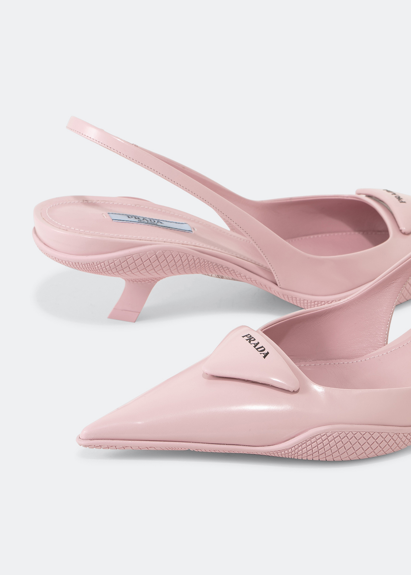 

Brushed leather slingback pumps, Pink