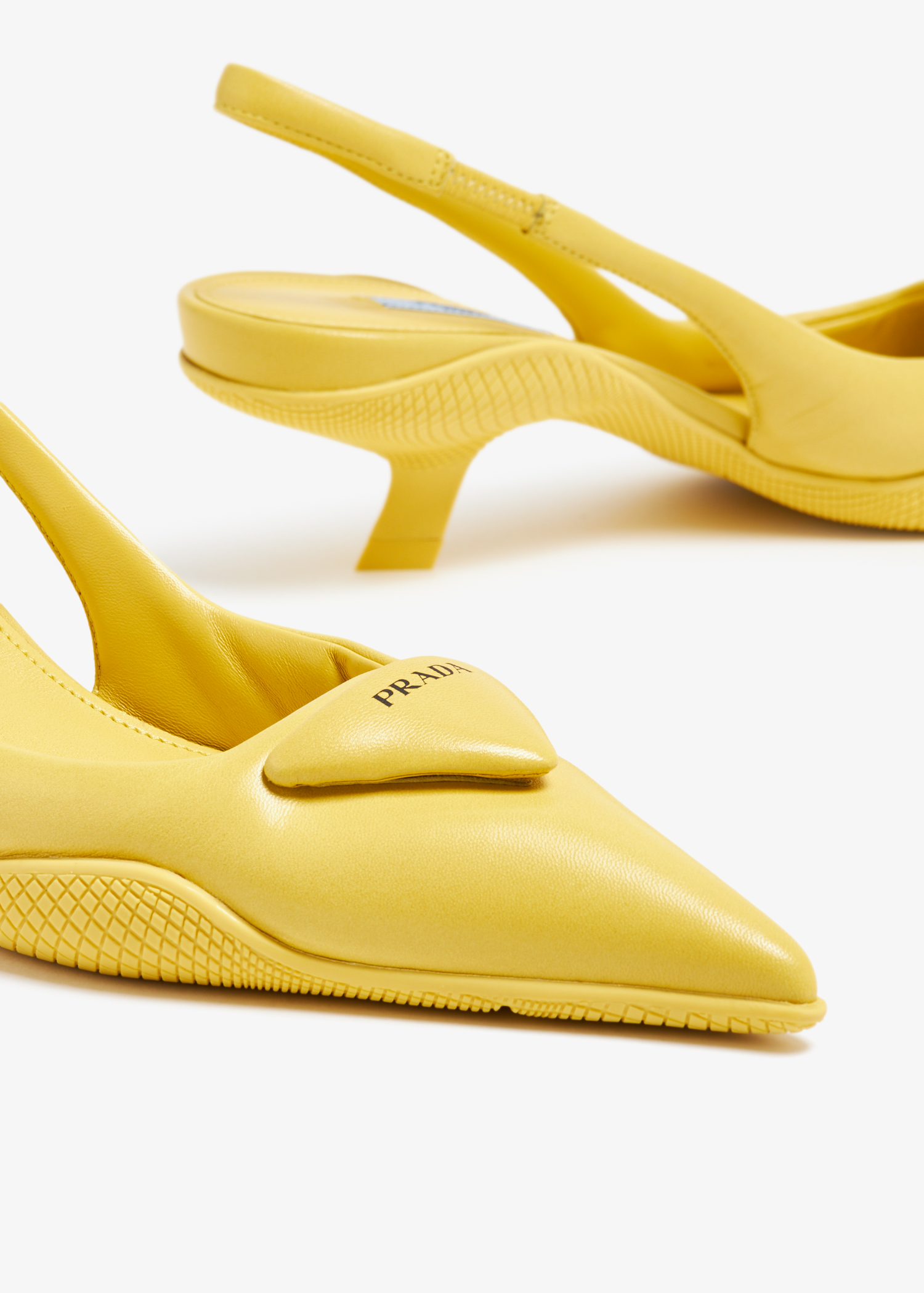 

Soft padded leather slingback pumps, Yellow