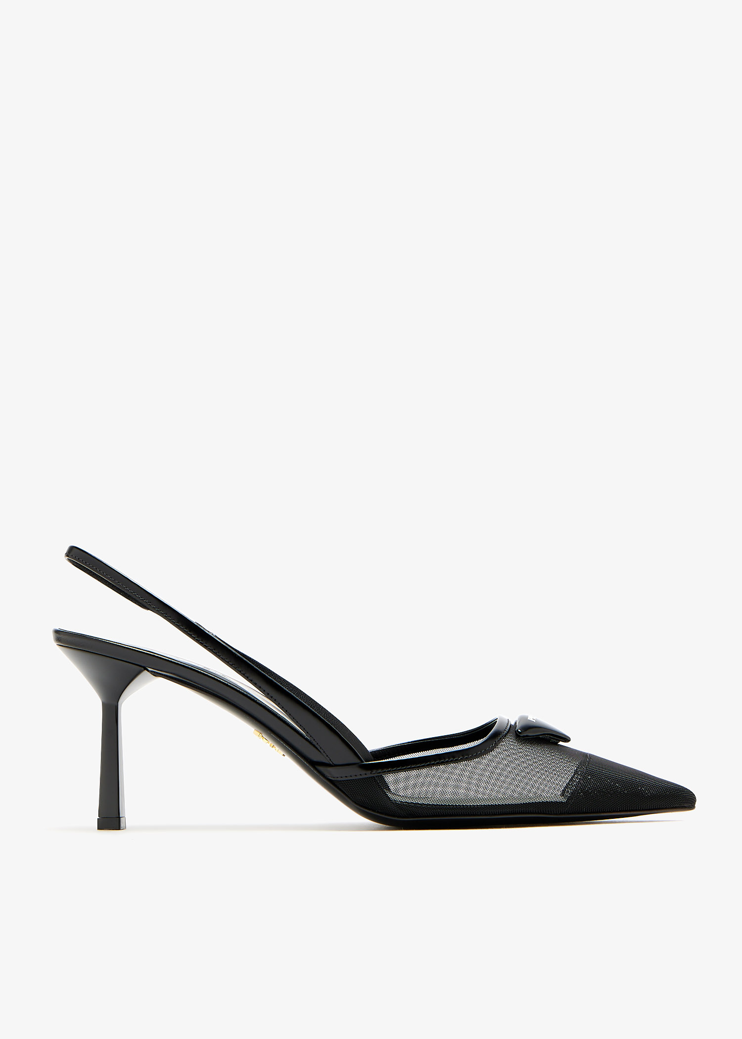 

Mesh fabric slingback pumps, Black