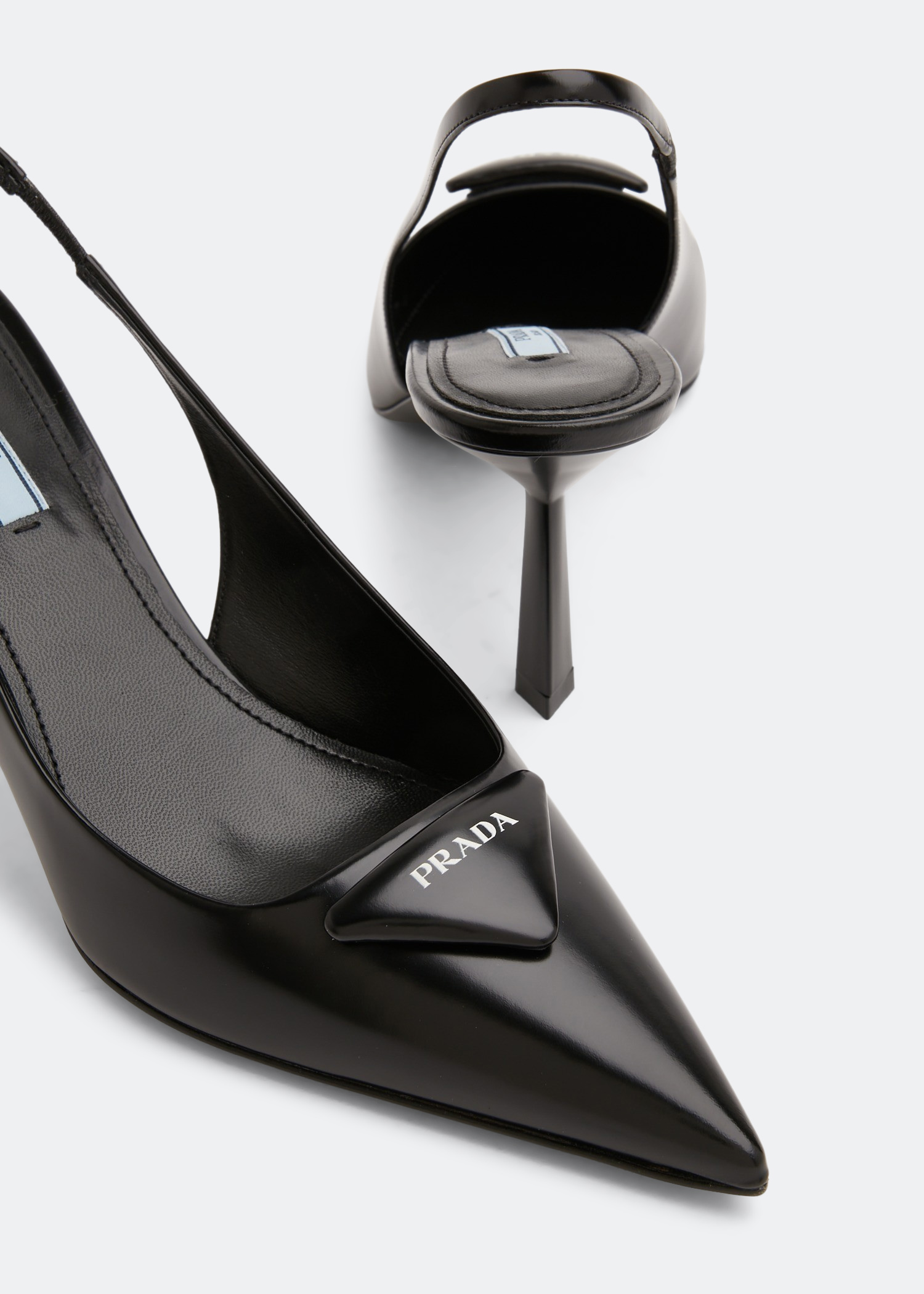 

Brushed leather slingback pumps, Black