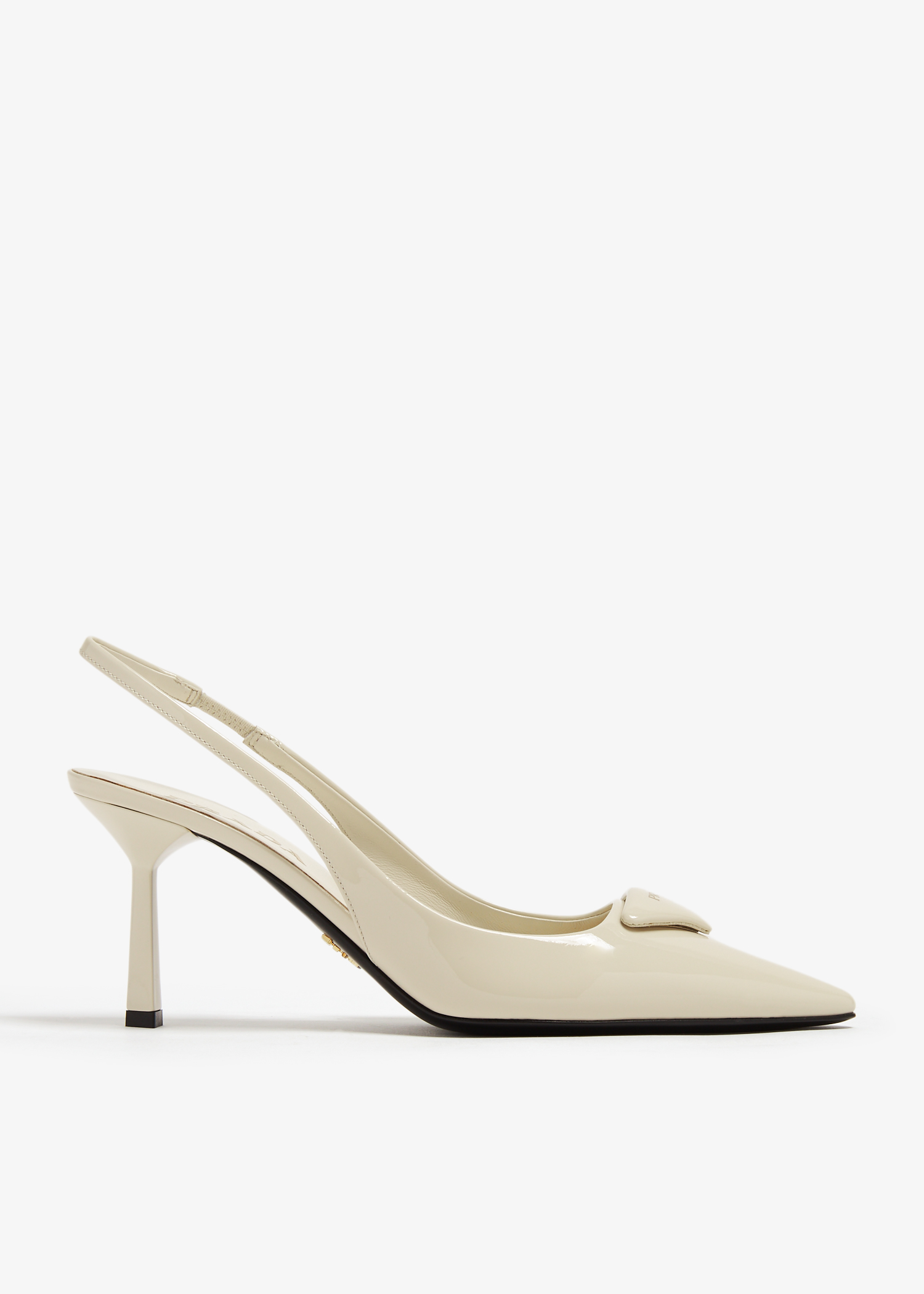 

Patent leather slingback pumps, White