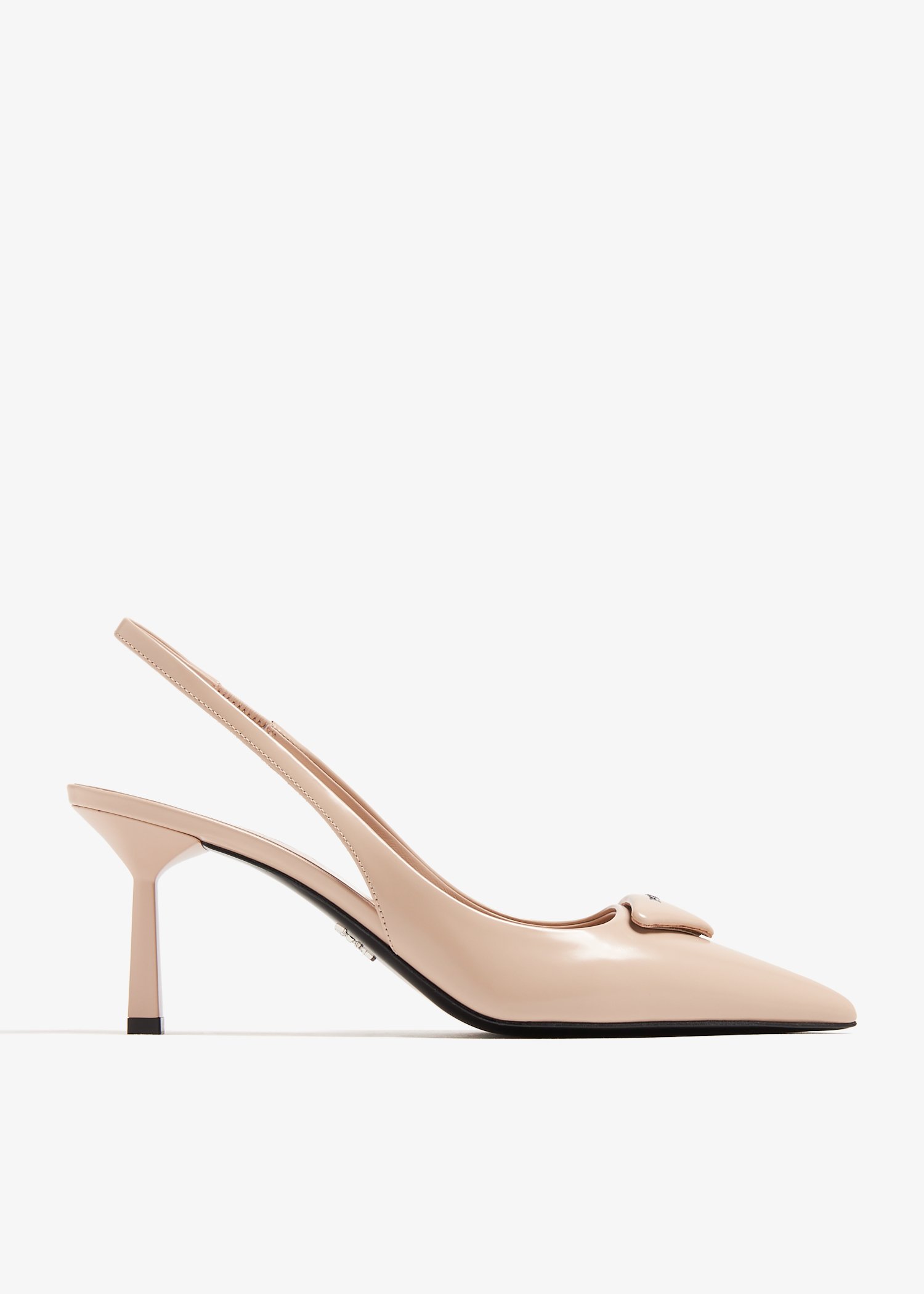 

Brushed leather slingback pumps, Beige