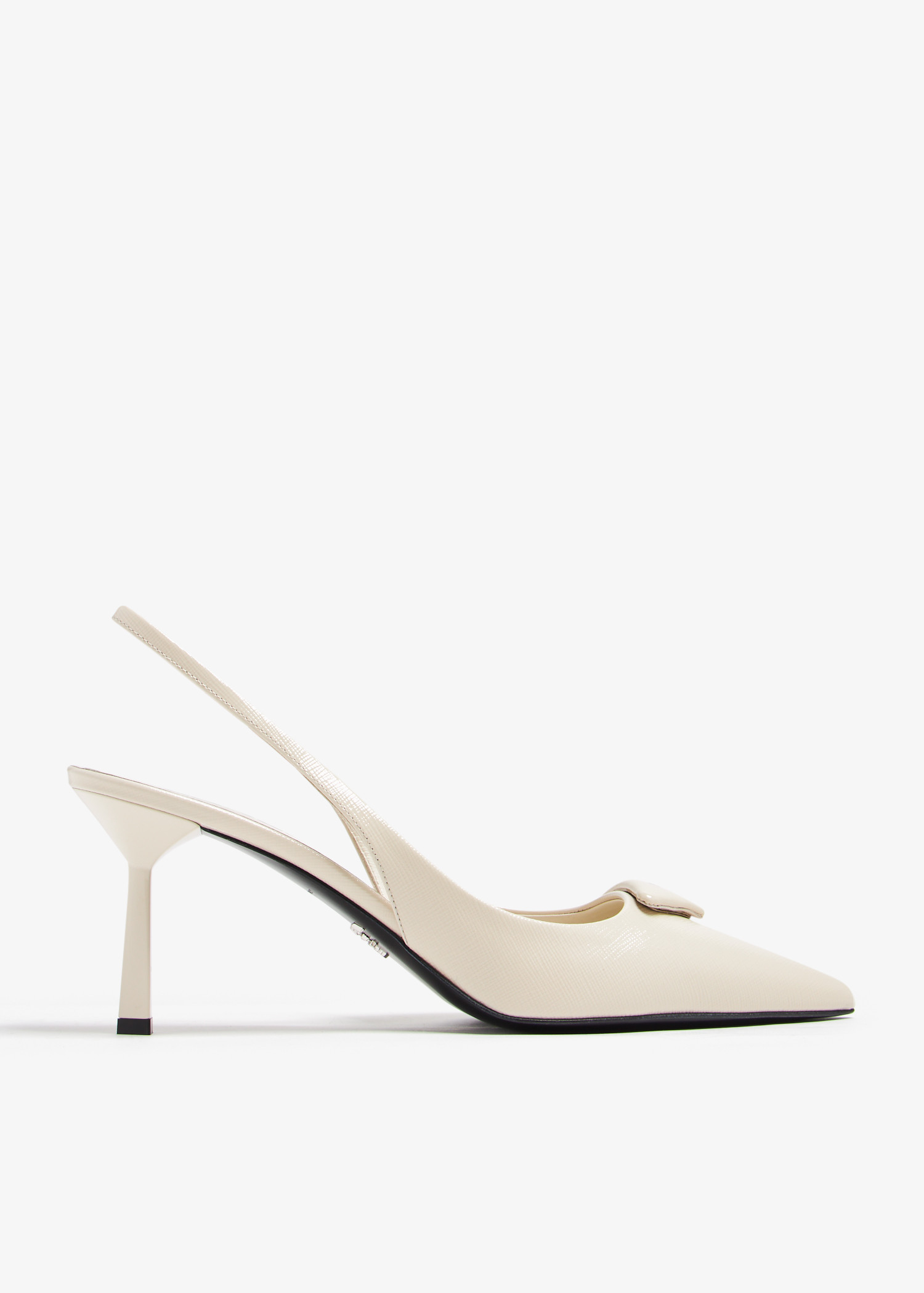 

Saffiano patent leather slingback pumps, Cream