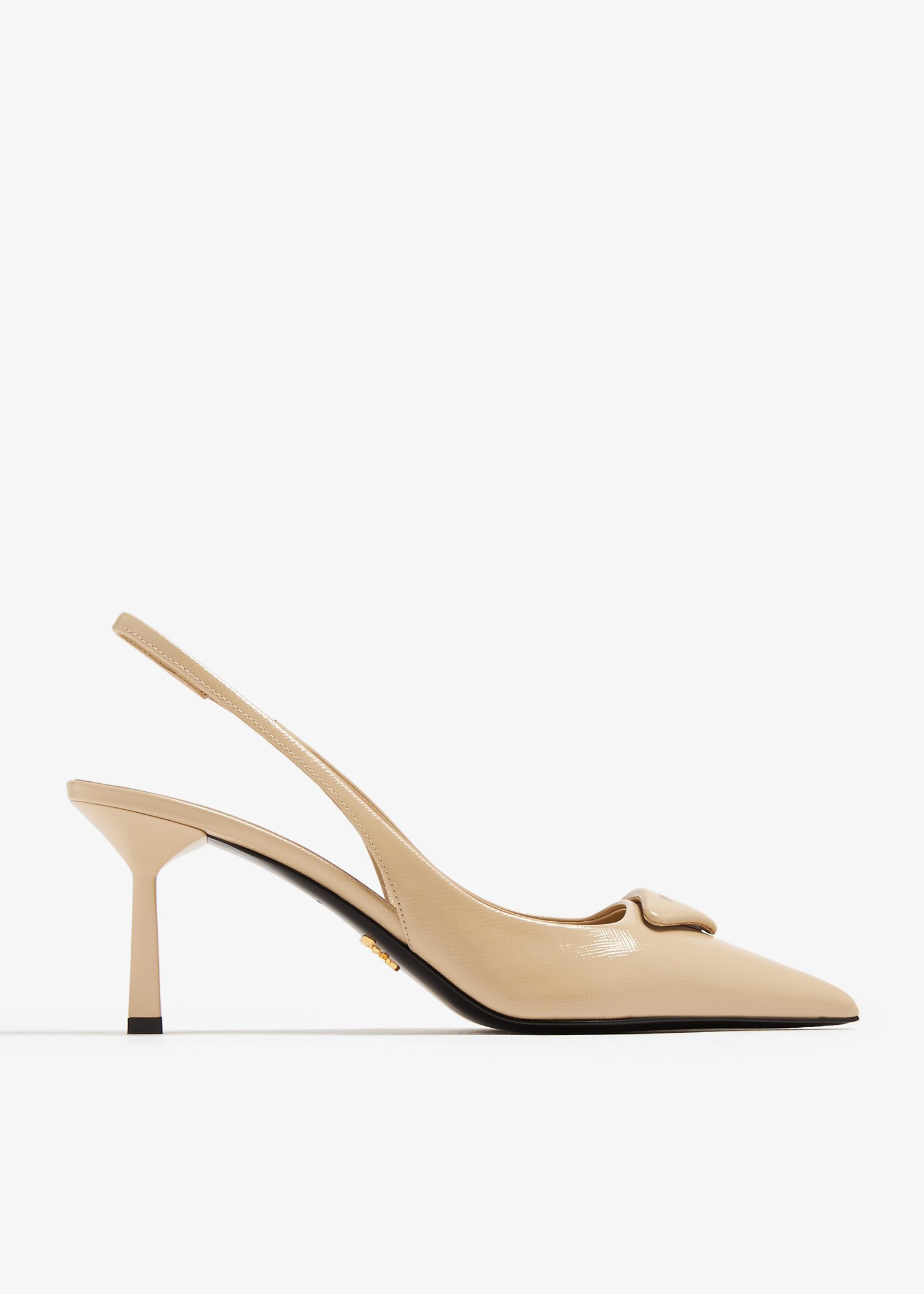 

Saffiano patent leather slingback pumps, Beige
