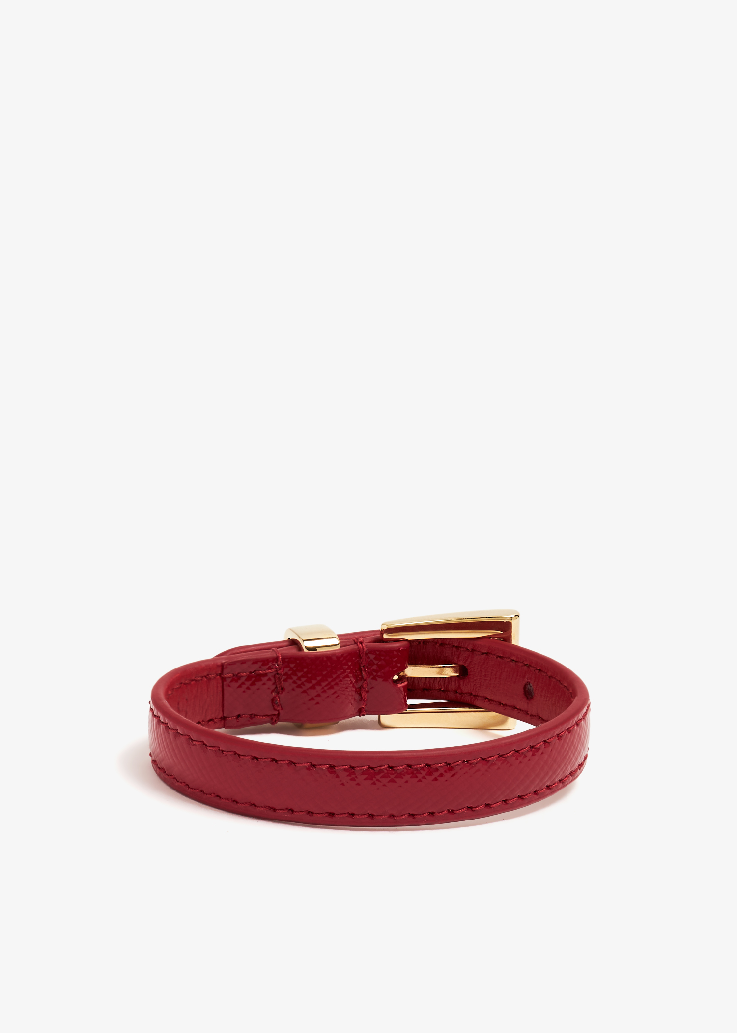 Archive PRADA Plate Leather Bracelet Red