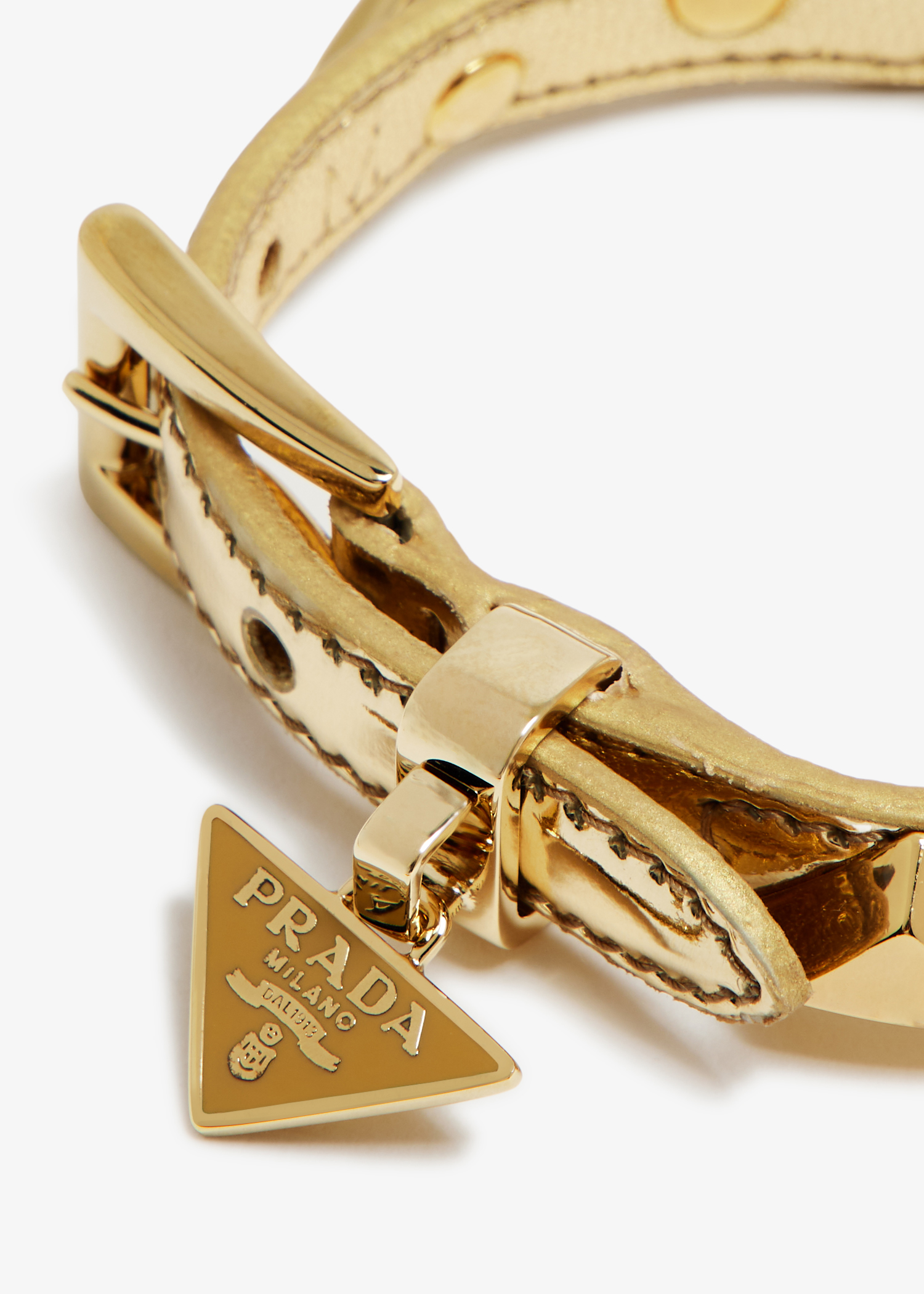 

Studded brushed leather bracelet, Gold