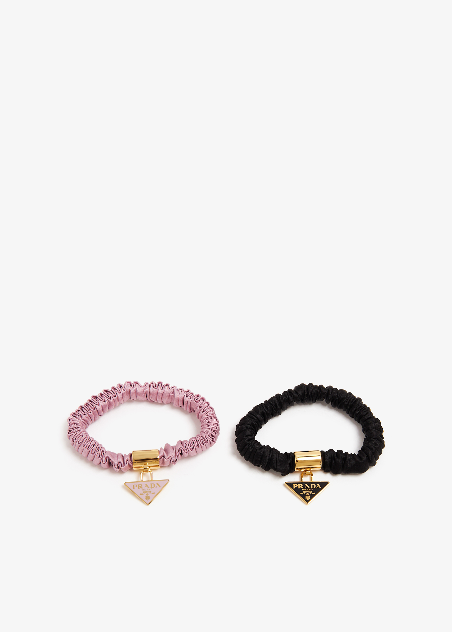 

Satin crepe elastic hair ties, Pink