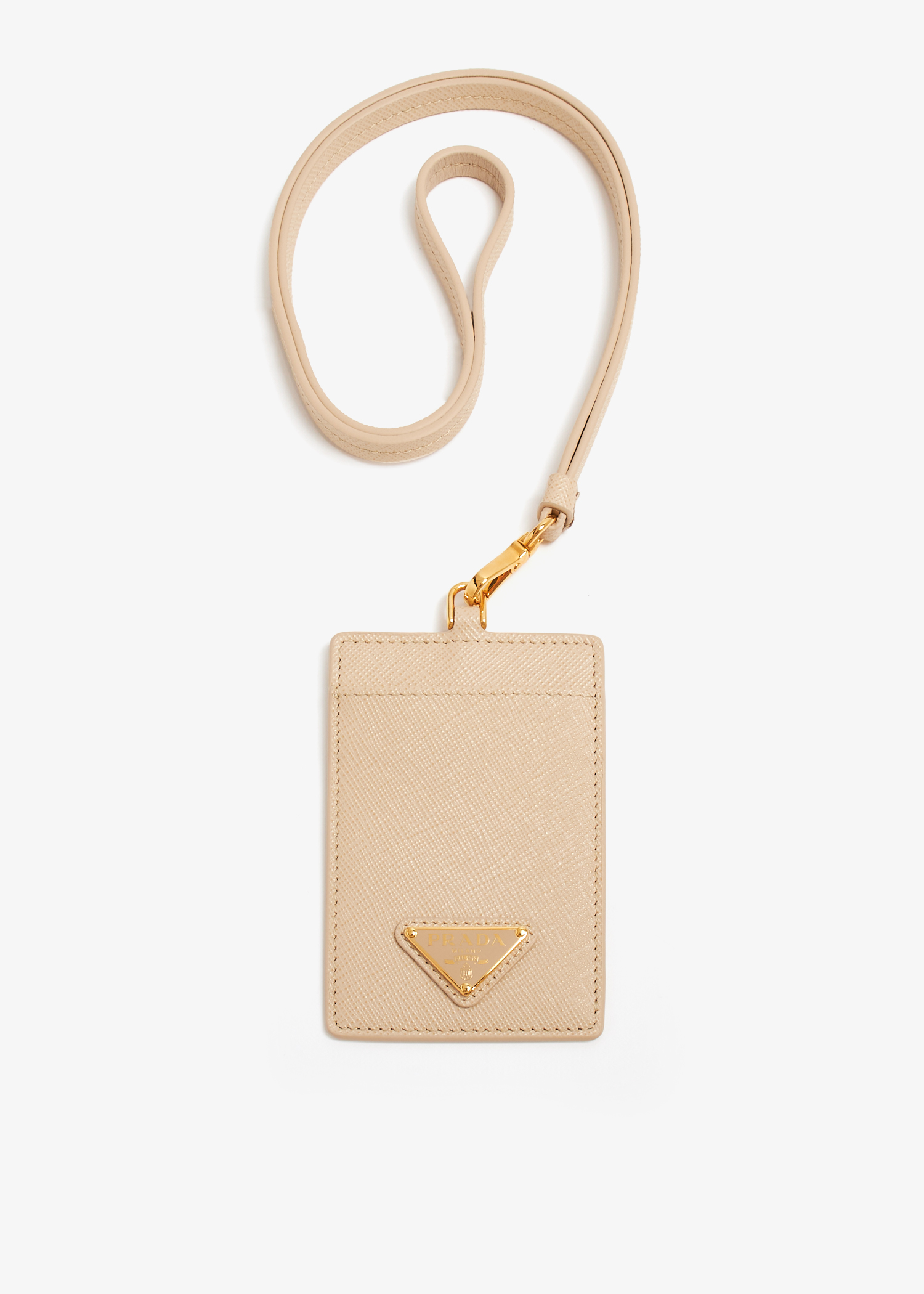 

Saffiano leather badge holder, Beige