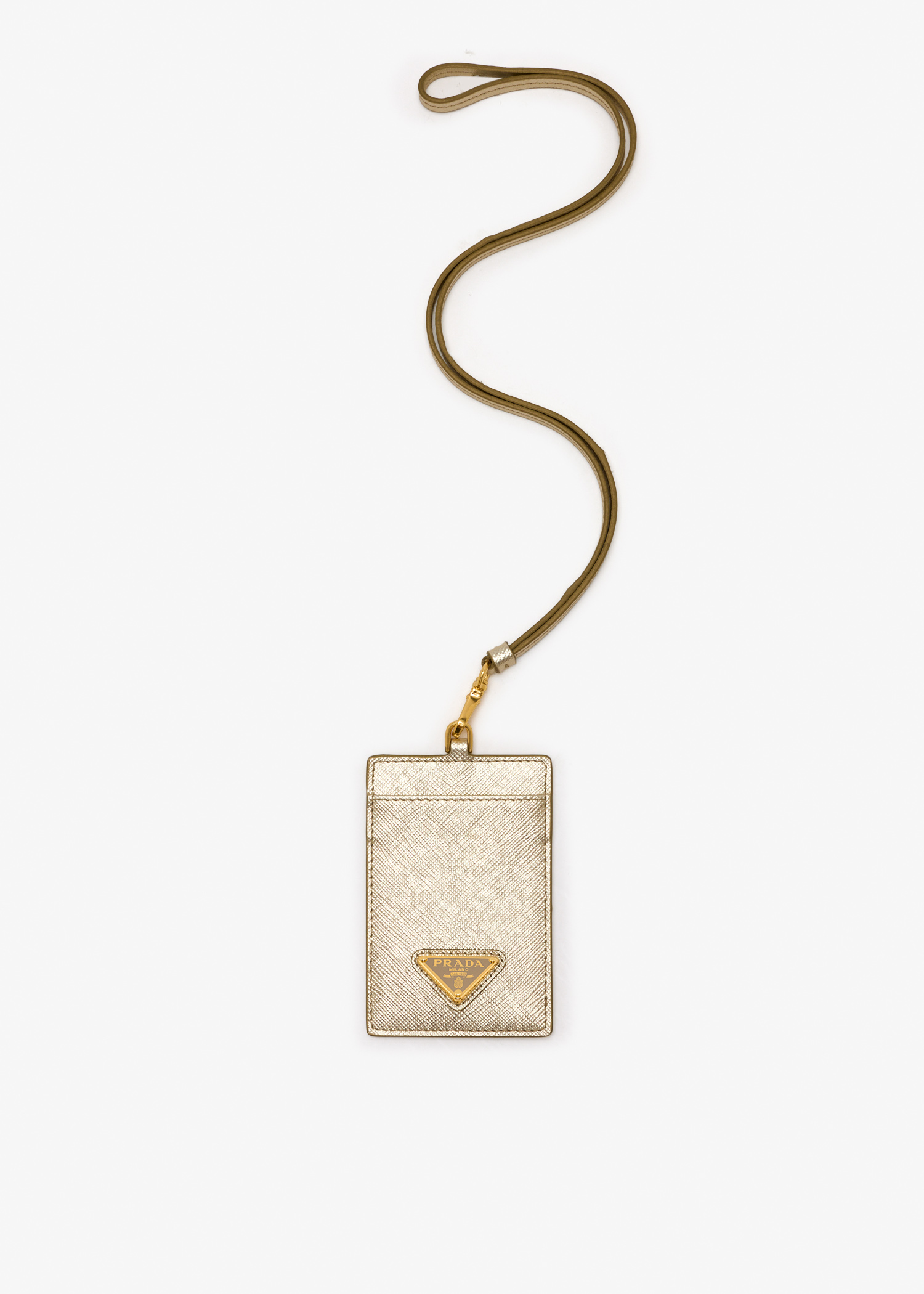 

Saffiano leather badge holder, Gold