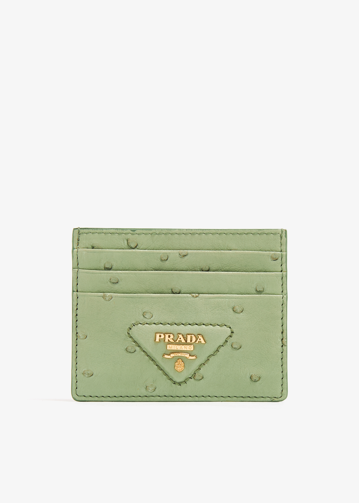 

Ostrich leather card holder, Green